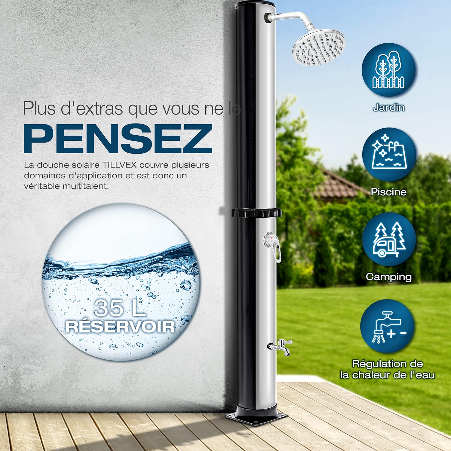 Detalle 2 de tillvex Douche solaire 35 litres