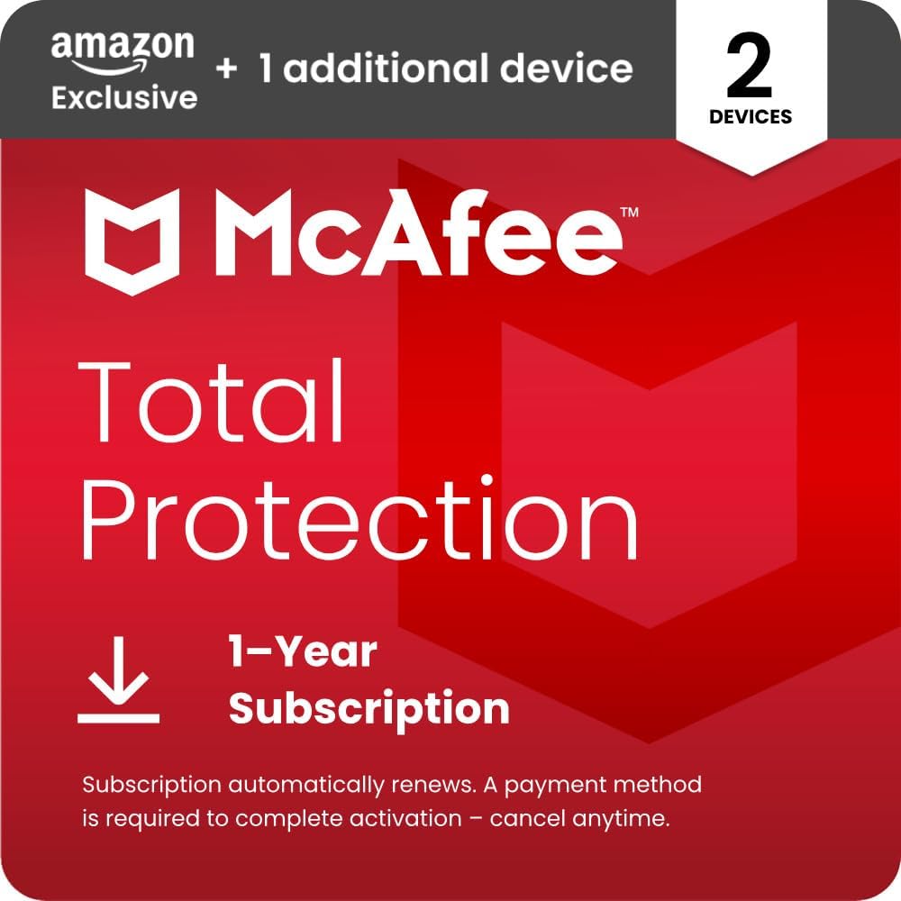 Detalle de McAfee 2026 Total Protection (2 Plus 1 Devices) – Antivirus, VPN, Scam Protection (1‑Year) Digital Download