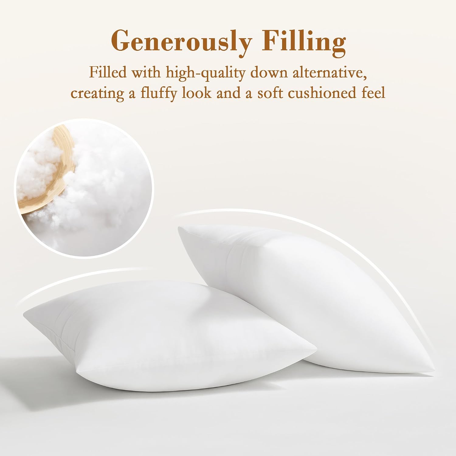 Detalle de puredown® 24x24 Pillow Inserts, 2-Pack, Polyester Down-Alternative Fill