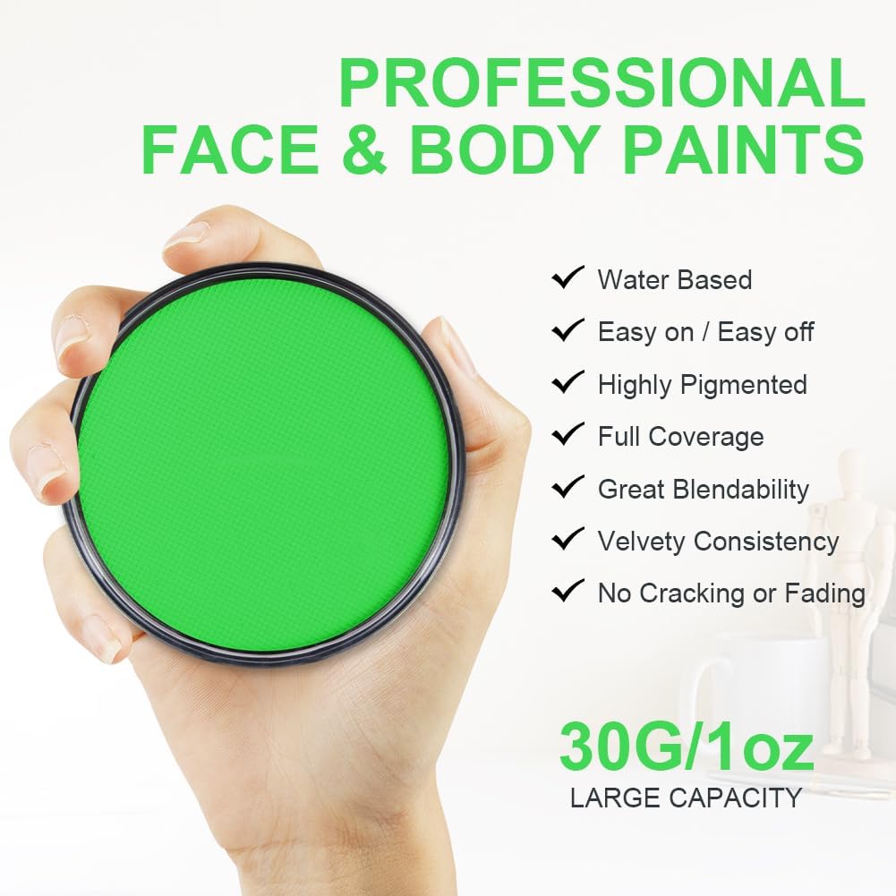 Detalle de LOPHE Trucchi Neon fluorescente per il corpo, pittura UV non tossica (30 g) – Verde Fluorescente