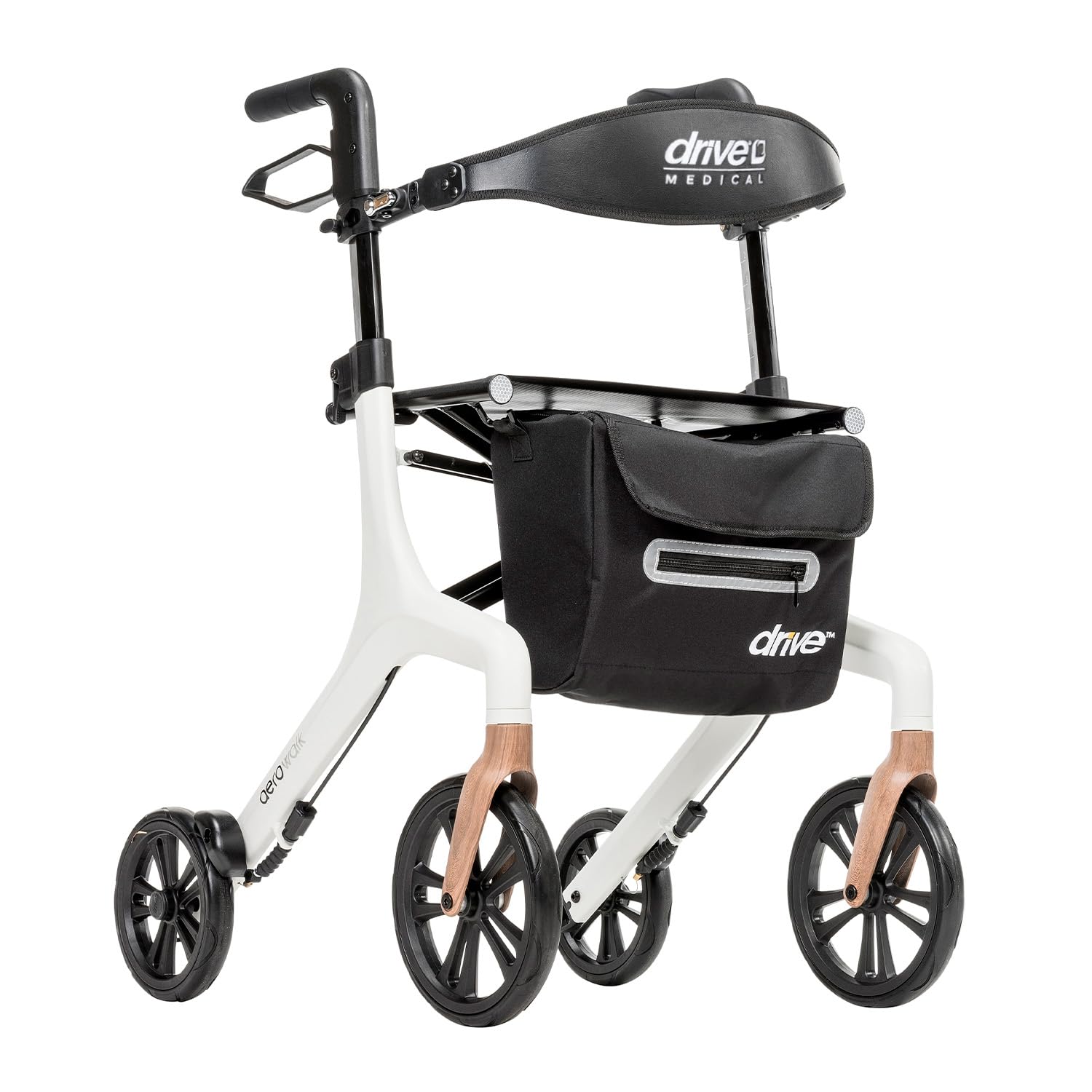 Detalle de Drive Medical AeroWalk 10277WT Folding Rollator with Seat, 14.5 lb, White
