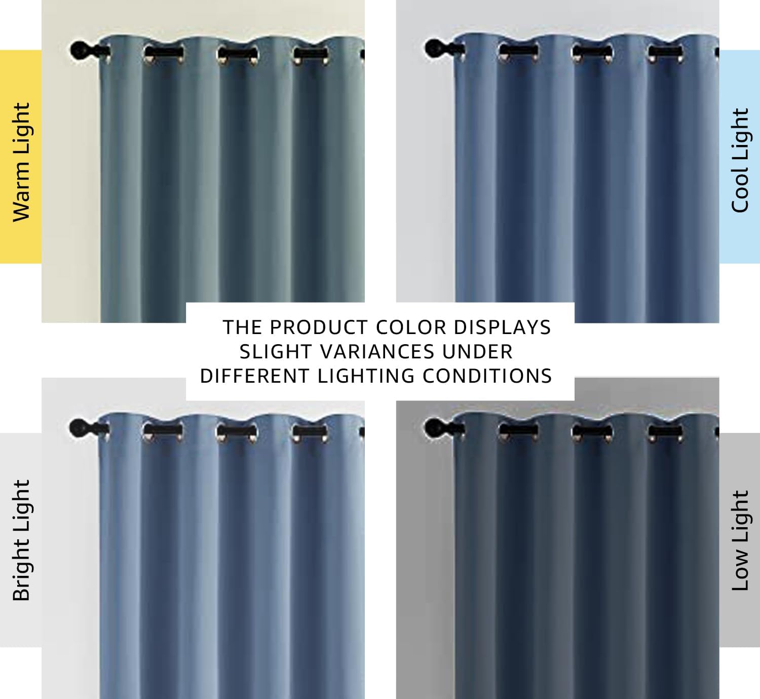 Thumbnail 1 de NICETOWN Stone Blue Blackout Curtains (2 Panels) 52" x 84" with Silver Grommets