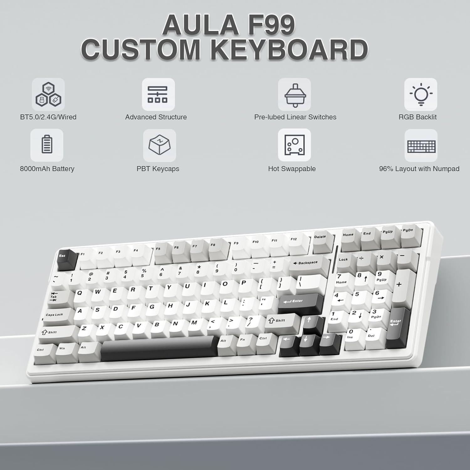 Thumbnail 1 de AULA F99 Wireless Mechanical Keyboard 8000mAh