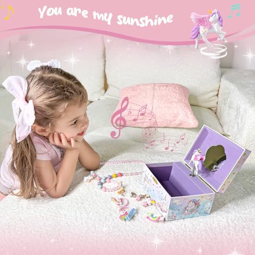 Thumbnail 5 de ProCase Joyero para Niñas: Organizador Musical de Joyería Infantil con Unicornio Giratorio (Rosa)
