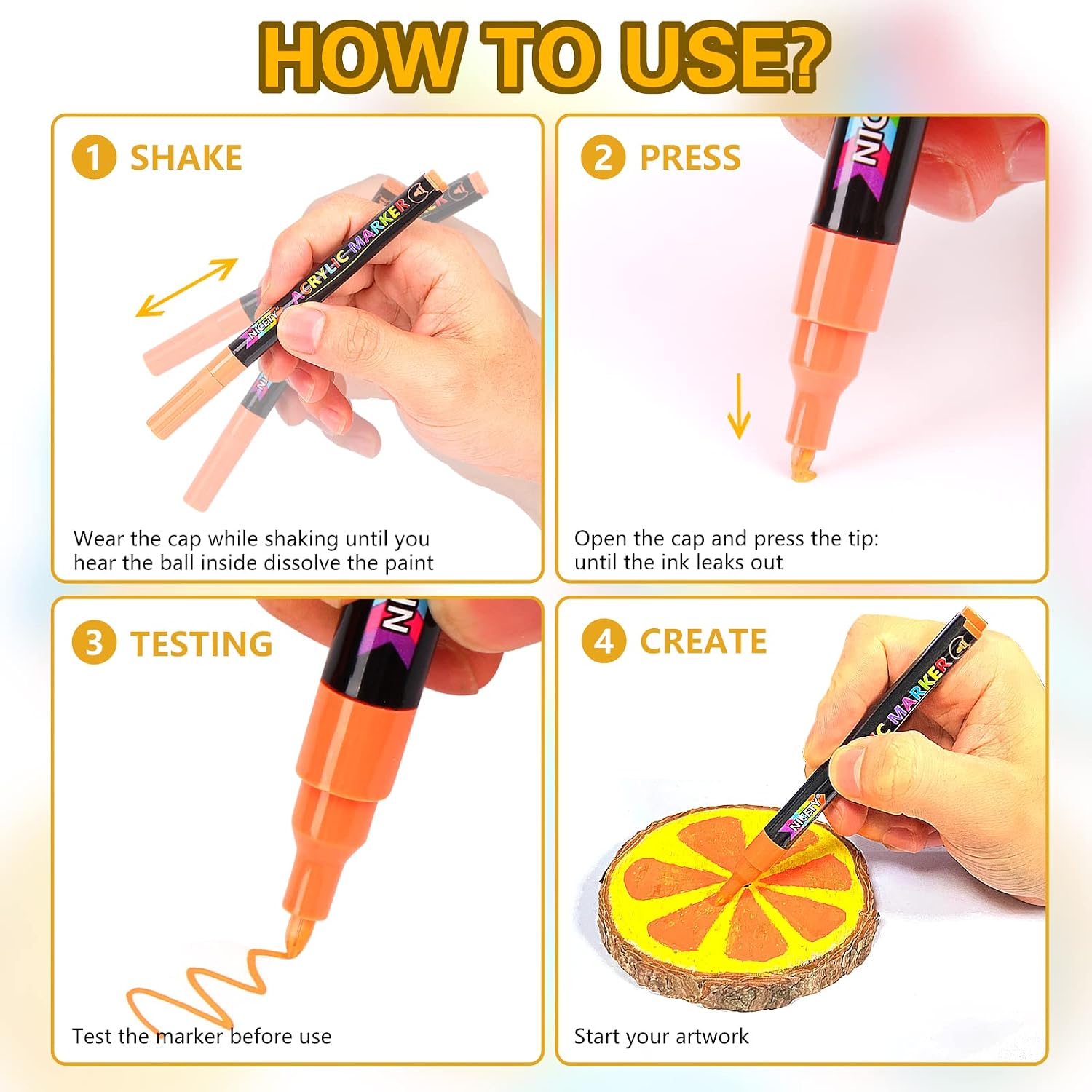 Detalle 2 de NICETY Acrylic Paint Pens Set - 72 Colours Paint Markers for Rock Painting Stone Glass Ceramic Wood Metal Fabric - 0.7mm Extra Fine Tip Water Based Acrylic Markers for Adults
NICETY Acrylic Paint Pens Set - 72 Colours Paint Mar…