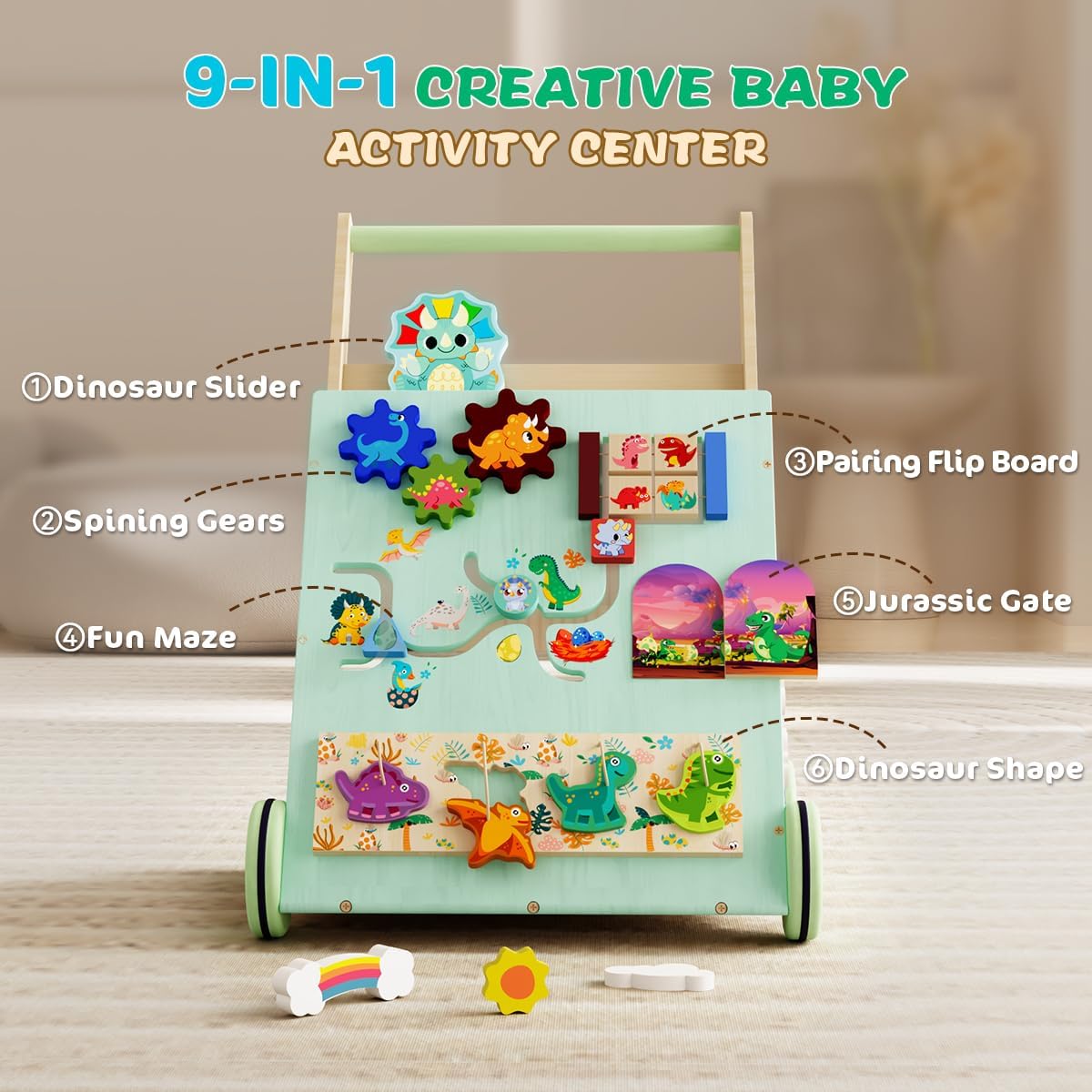 Thumbnail 2 de TERRAMUS Dinosaur Wooden Baby Walker