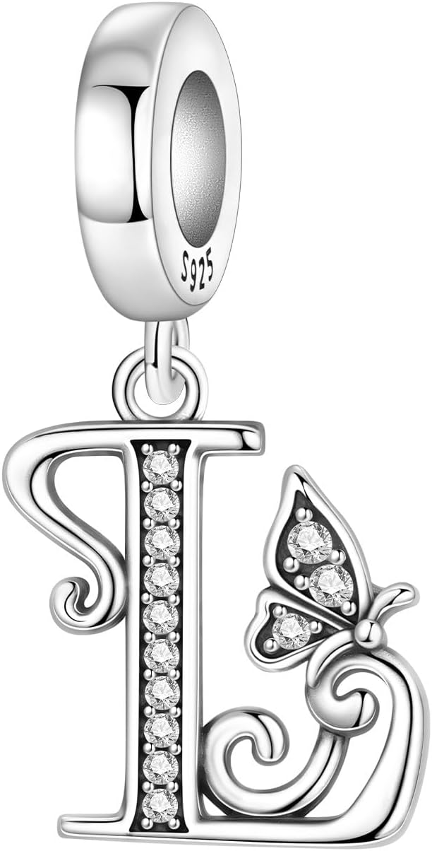 Detalle de CYCUFF Ciondolo a forma di lettera A farfalla in argento 925 per braccialetti e collane