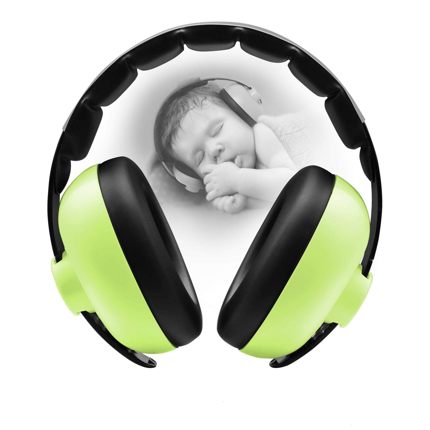 Detalle de BBTKCARE Baby Ear Protection Earmuffs, Green, Adjustable, 23 dB Noise Reduction