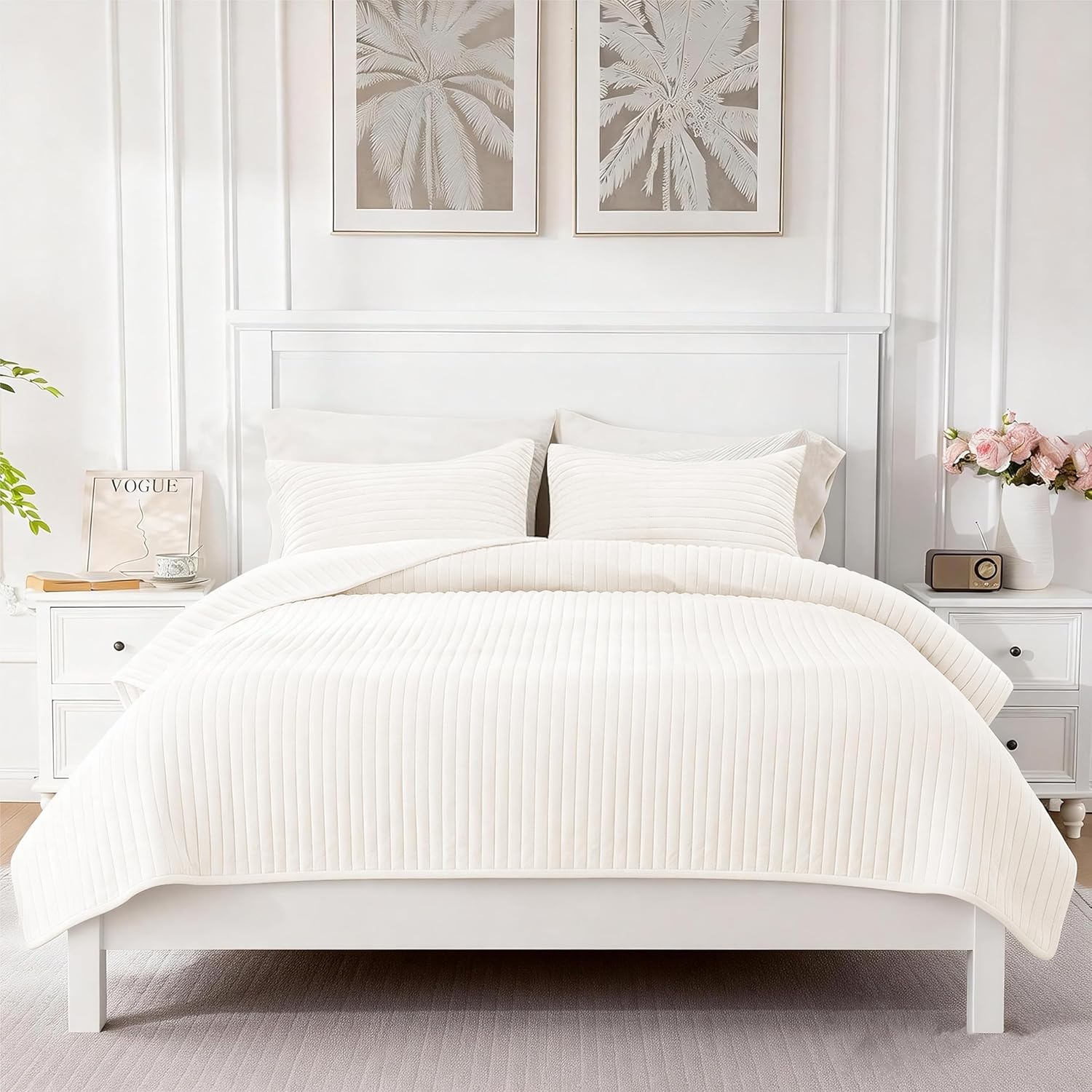Thumbnail 6 de Velvet Quilt Set Queen Size (3 Piece) in Sage Green — Lightweight, Soft, Breathable Velvet Bedding
