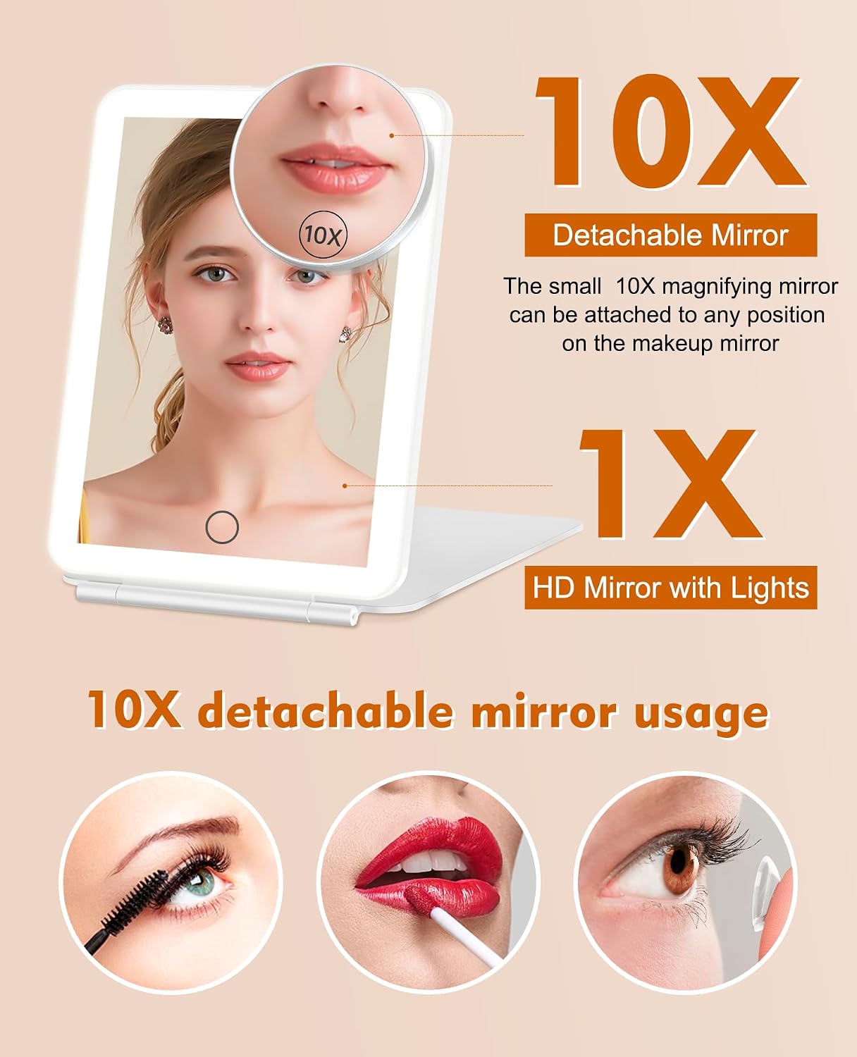Detalle 2 de FUNTOUCH Rechargeable Travel Makeup Mirror 2000mAh ๐