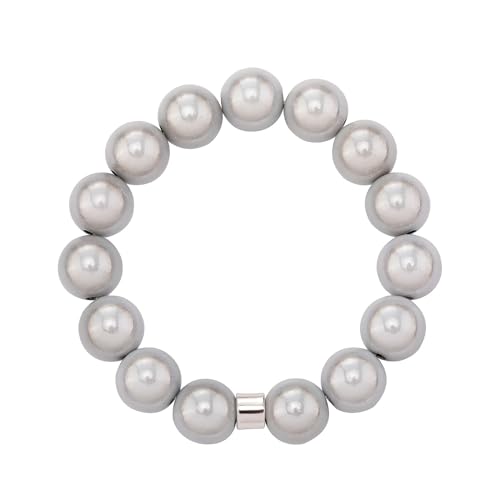 Detalle de WDZDS Magic Pearls Stretch Armband 14 mm Weiß – 3D-Effekt, reflektierende Perlen