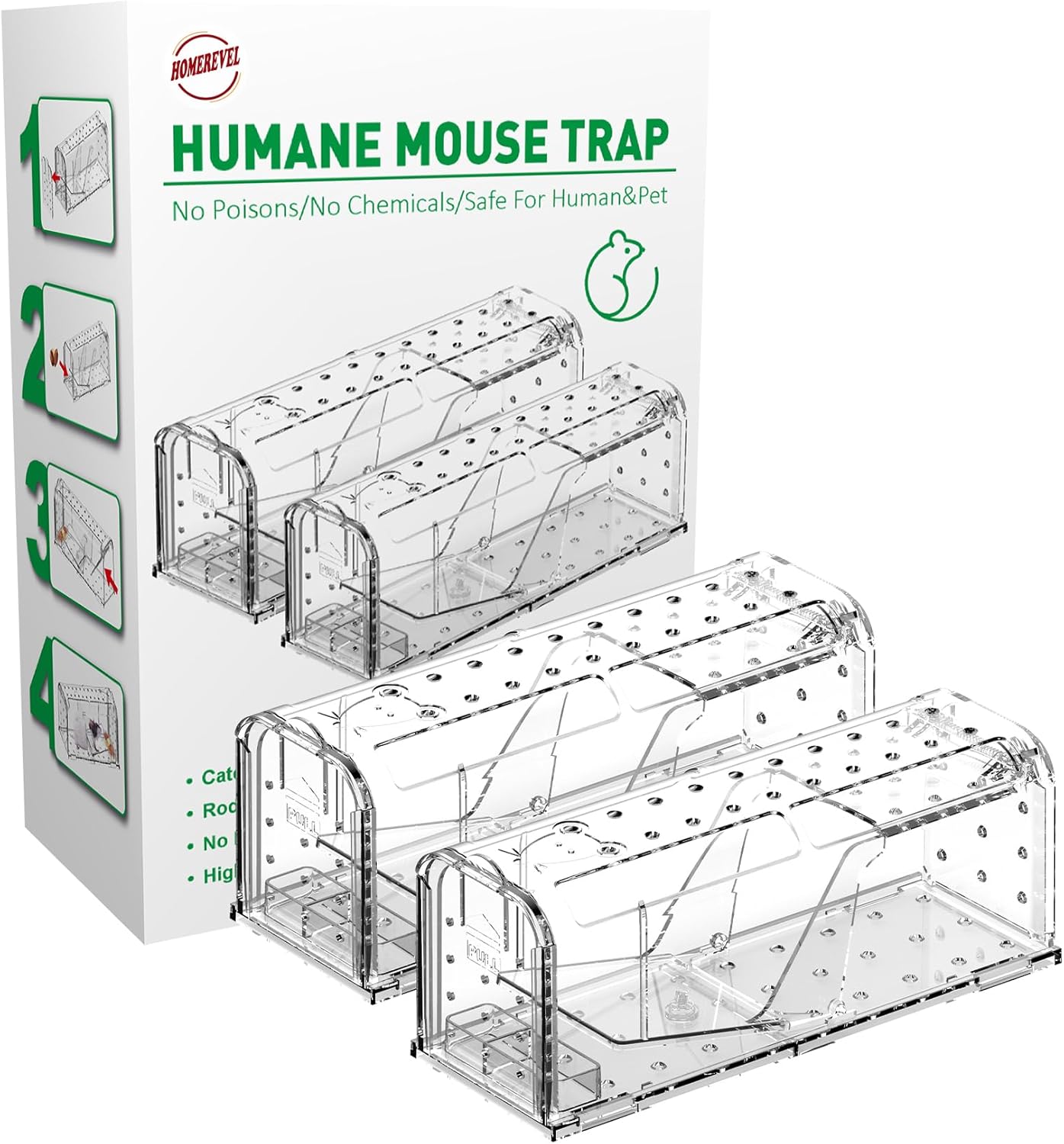 HomeRevel humane mouse trap set for live catch