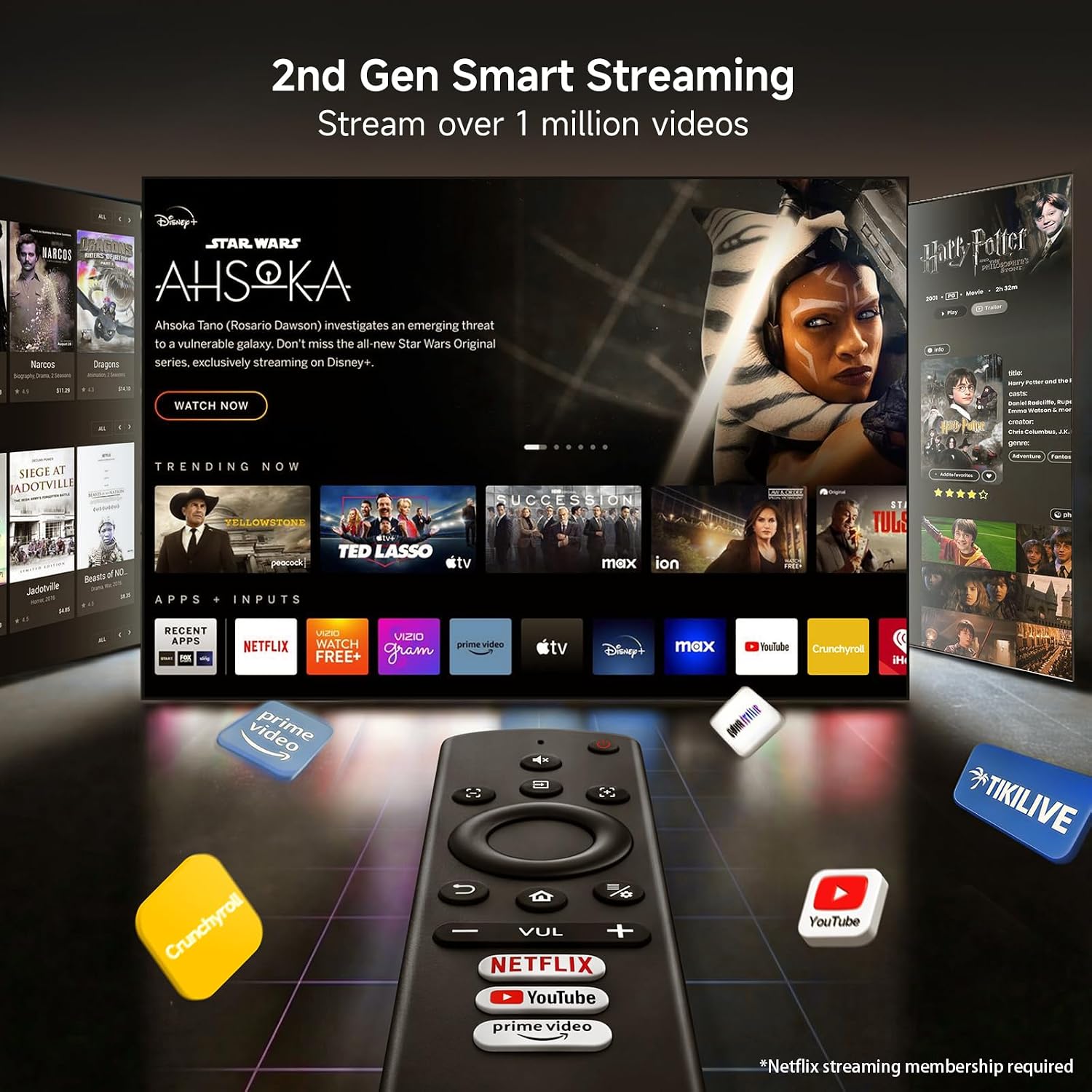 Thumbnail 1 de [2000 ANSI/Auto Focus & Keystone/Built-in APP] 4K Outdoor Projector with WiFi and Bluetooth (Smart Portable Home Theater)
