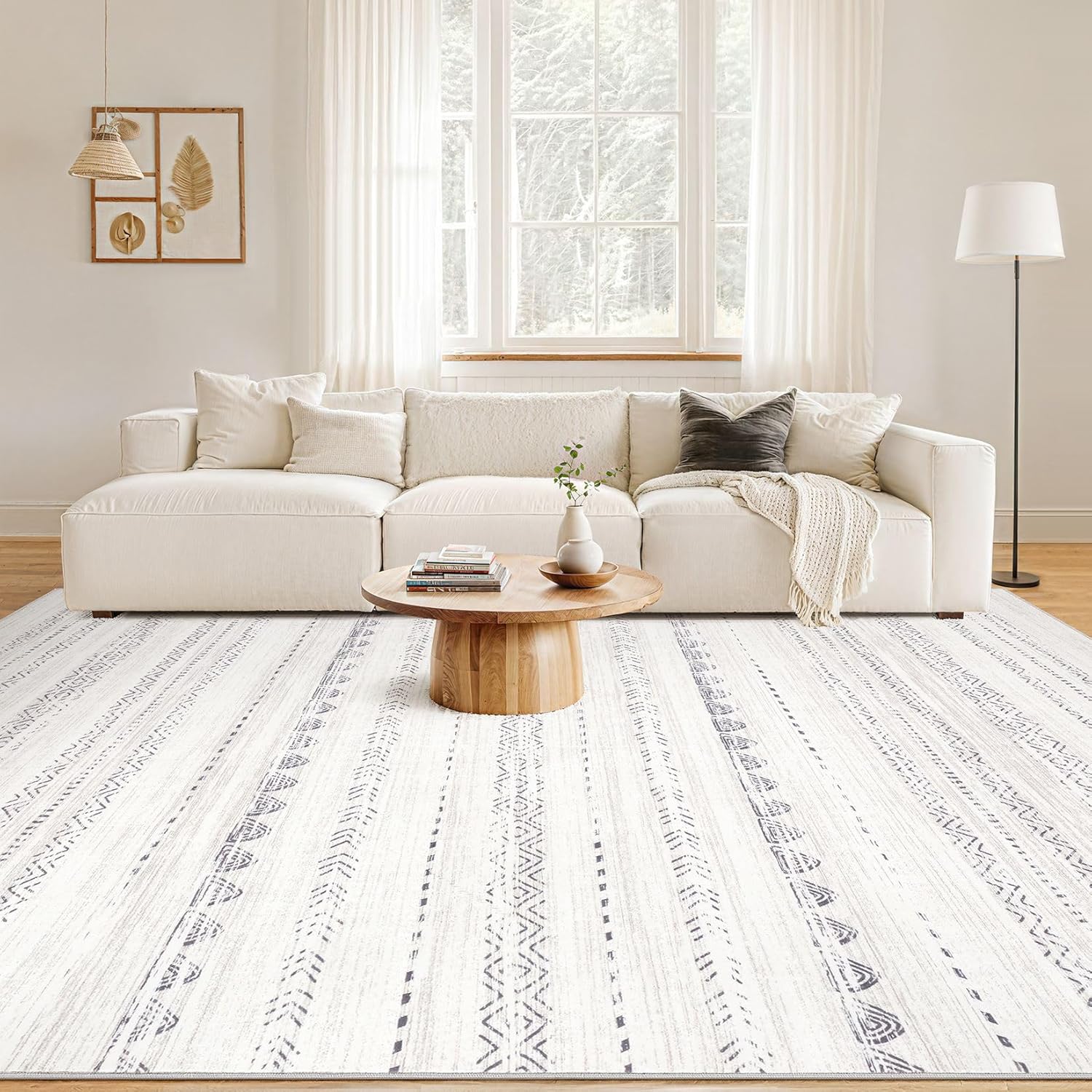 Thumbnail 3 de Nakagishi 8x10 Washable Boho Area Rug (Gray) with Non-Slip TPE Backing
