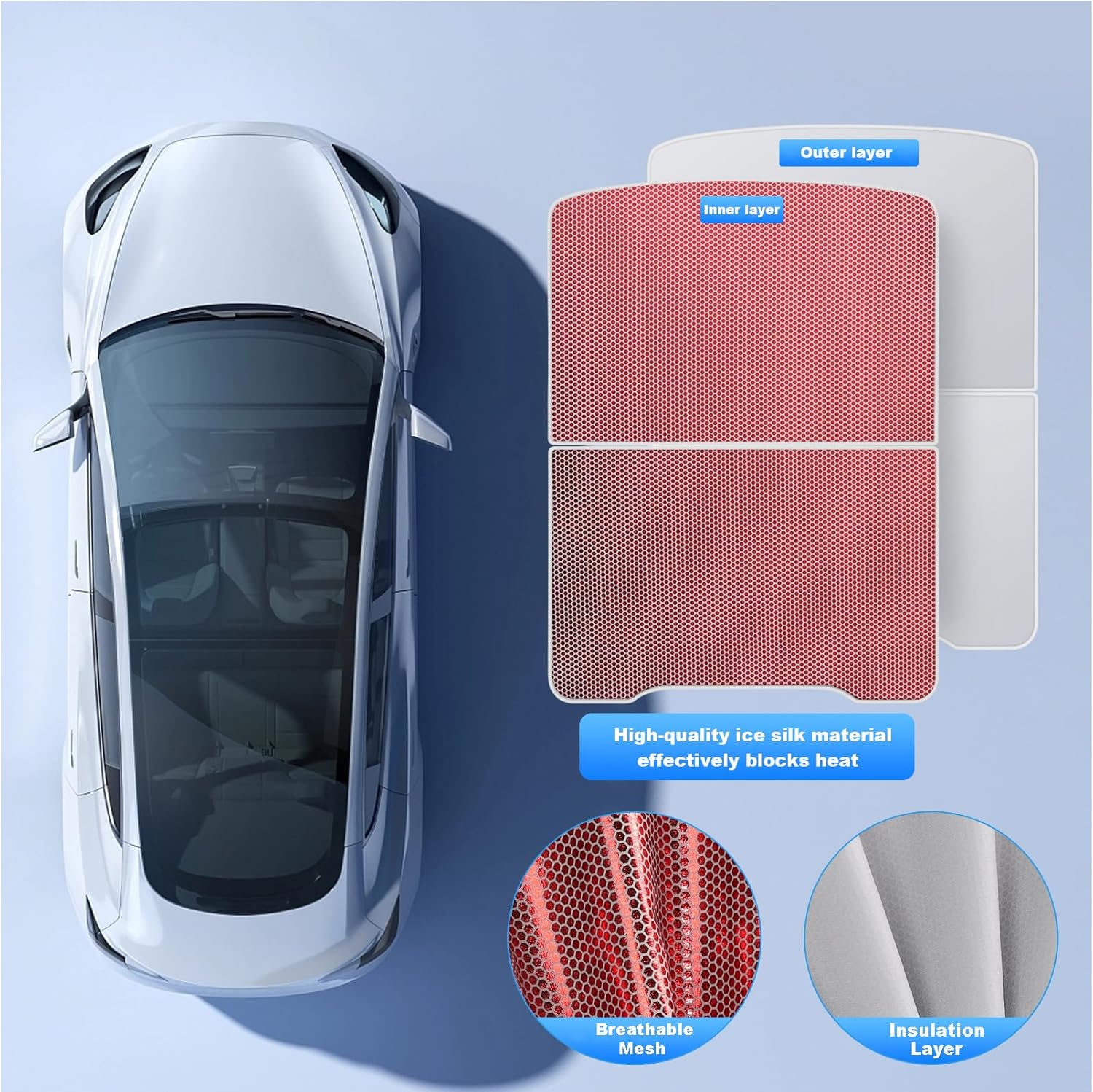 Thumbnail 4 de Tesla Model Y Sunshade Roof Never Sag – Heat-Insulating, UV-Protective Interior Accessory