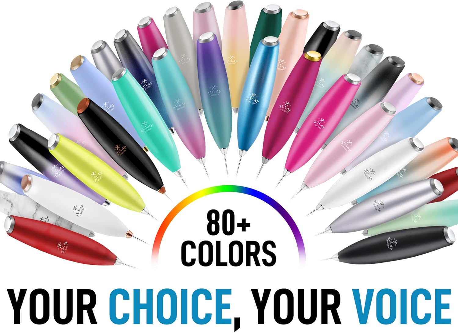 Thumbnail 6 de Zulay Kitchen handheld milk frother with Duracell AA batteries (white) — manual, powerful frothing