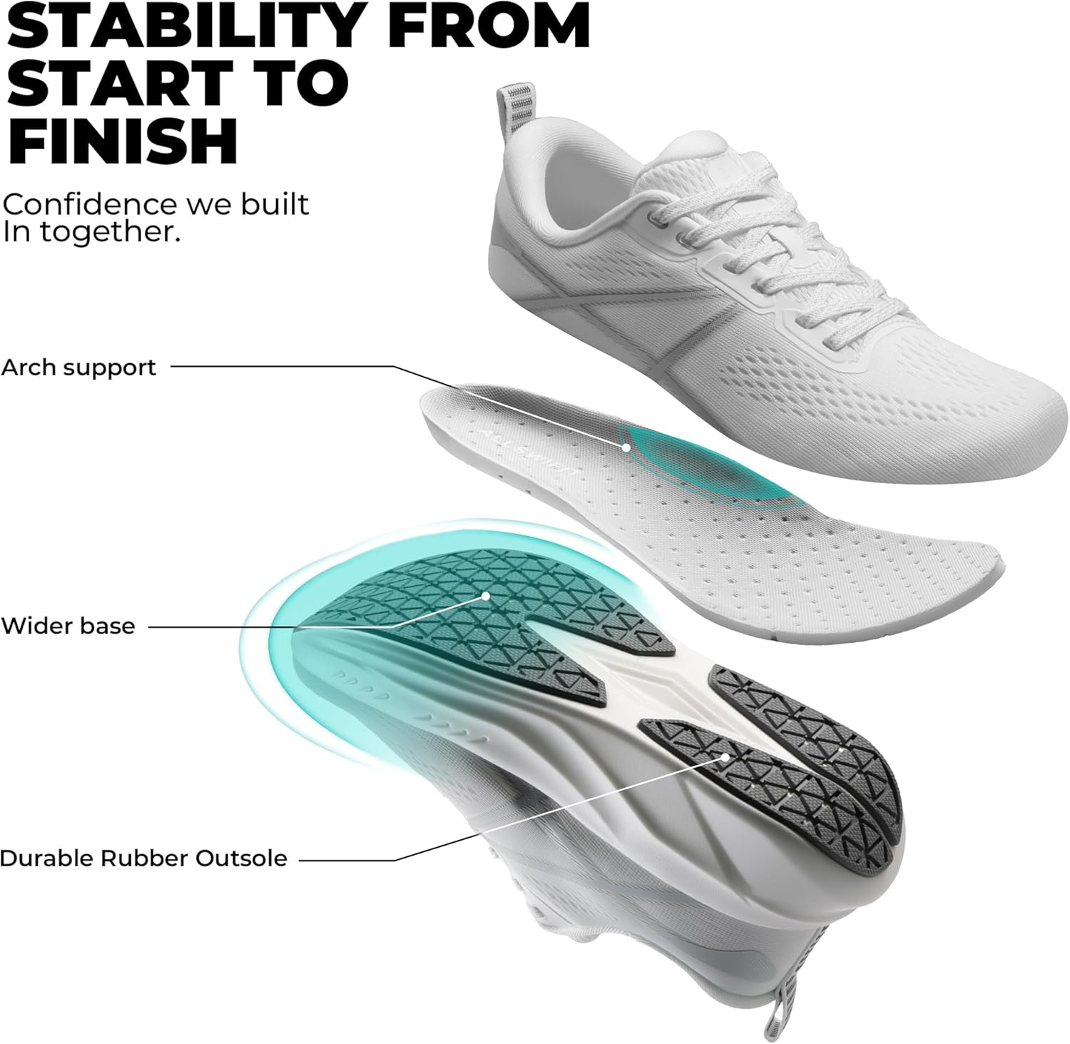 Thumbnail 6 de ALLSWIFIT Women’s Road Running Shoes Cushion Non-Slip Lightweight Arch Support (Active5K)