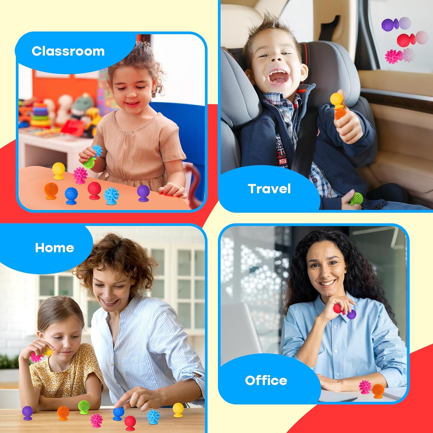 Thumbnail 5 de Sensory Fidget Toys Kids & Adults 8-Pack Textured Suction Toys for Classroom & Autism