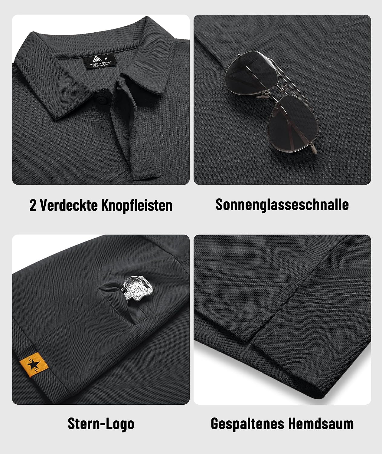 Detalle de ZITY 5 Pack Polo Uomo a Manica Corta: Maglietta Traspirante e Asciugatura Rapida