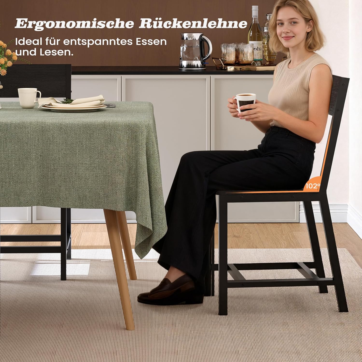 Detalle de YOUDENOVA Sedie Da Pranzo Set di 2: robustezza metallica e stile industrial vintage per cucina e soggiorno
