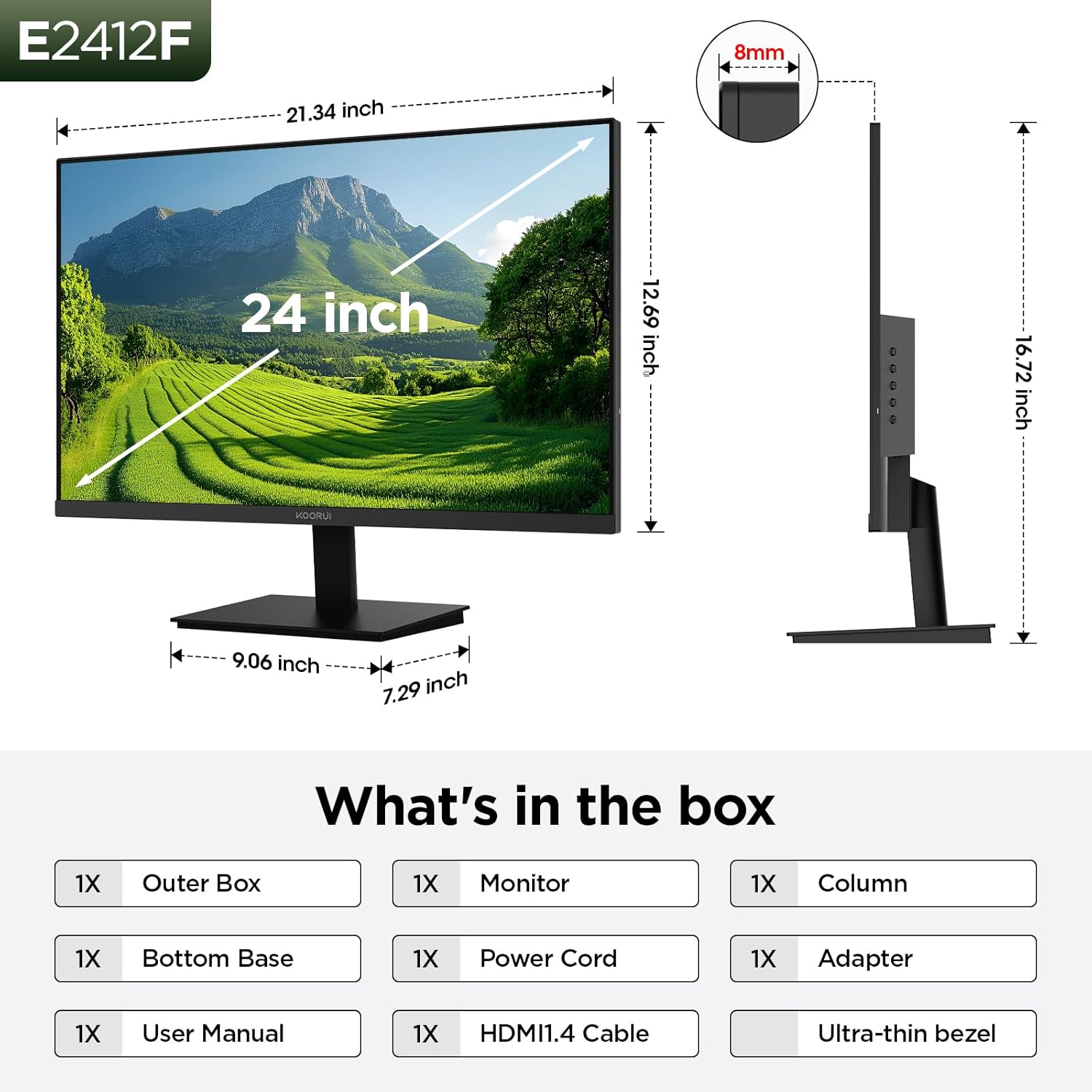 Thumbnail 6 de KOORUI E2412F 24-inch Full HD monitor