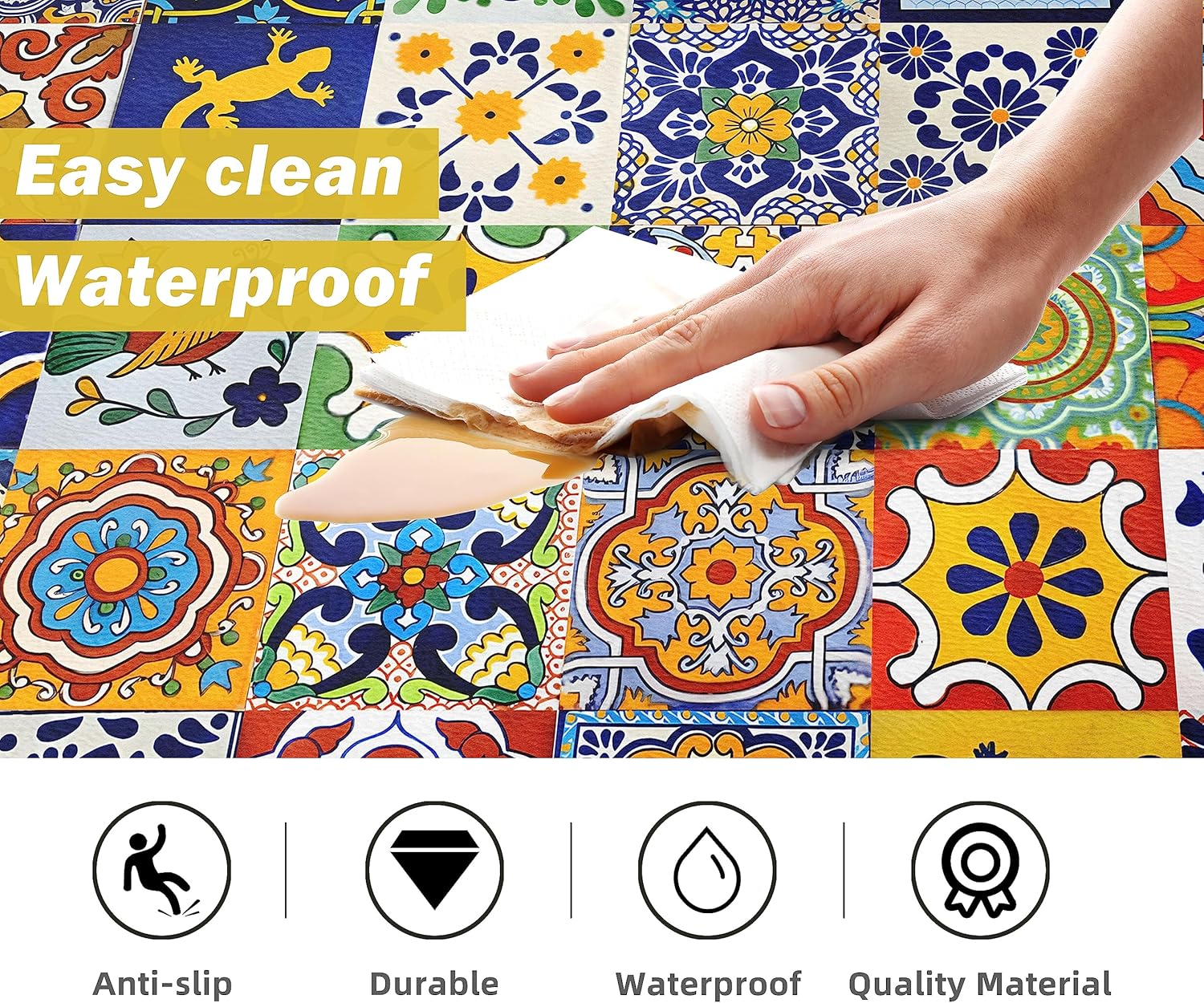 Thumbnail 3 de weesire Boho Kitchen Rugs Set — 2-Piece Anti-Fatigue Mats, 17.3 x 28 and 17.3 x 47 Inches