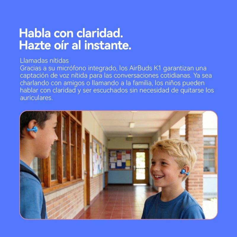 Detalle 2 de Auriculares Blackview Airbuds K1: inalámbricos Bluetooth 6.0 para niños (azul)