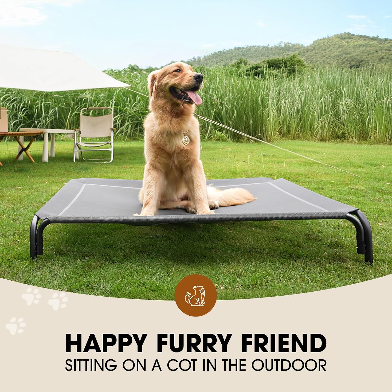 Detalle 2 de Czpalo Elevated Dog Bed for Large Dogs, 43.3 x 31.9 in Textilene Mesh