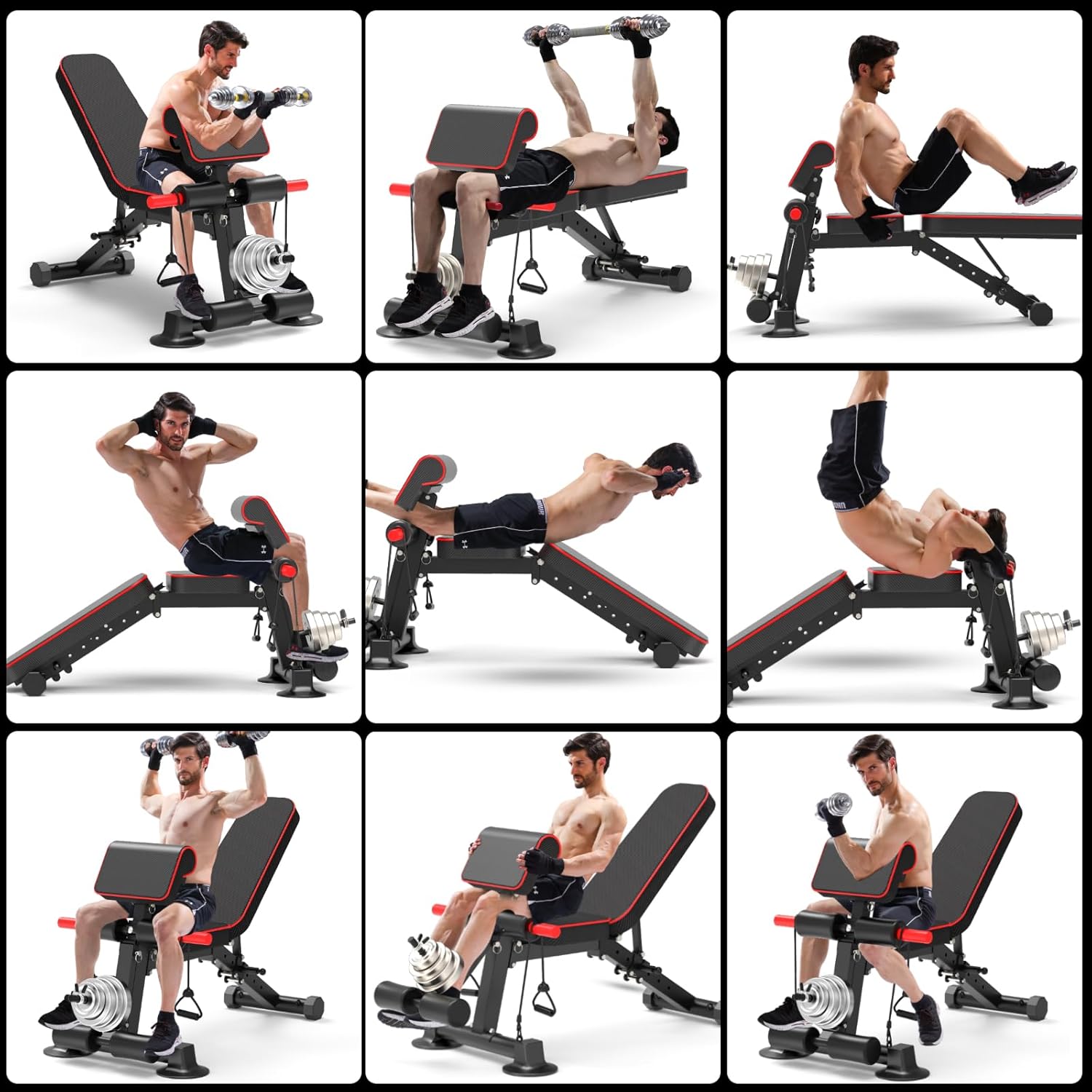 Thumbnail 6 de Adjustable Weight Bench — Foldable Utility Workout Bench for Full-Body Home Gym (Supports up to 600LBS)