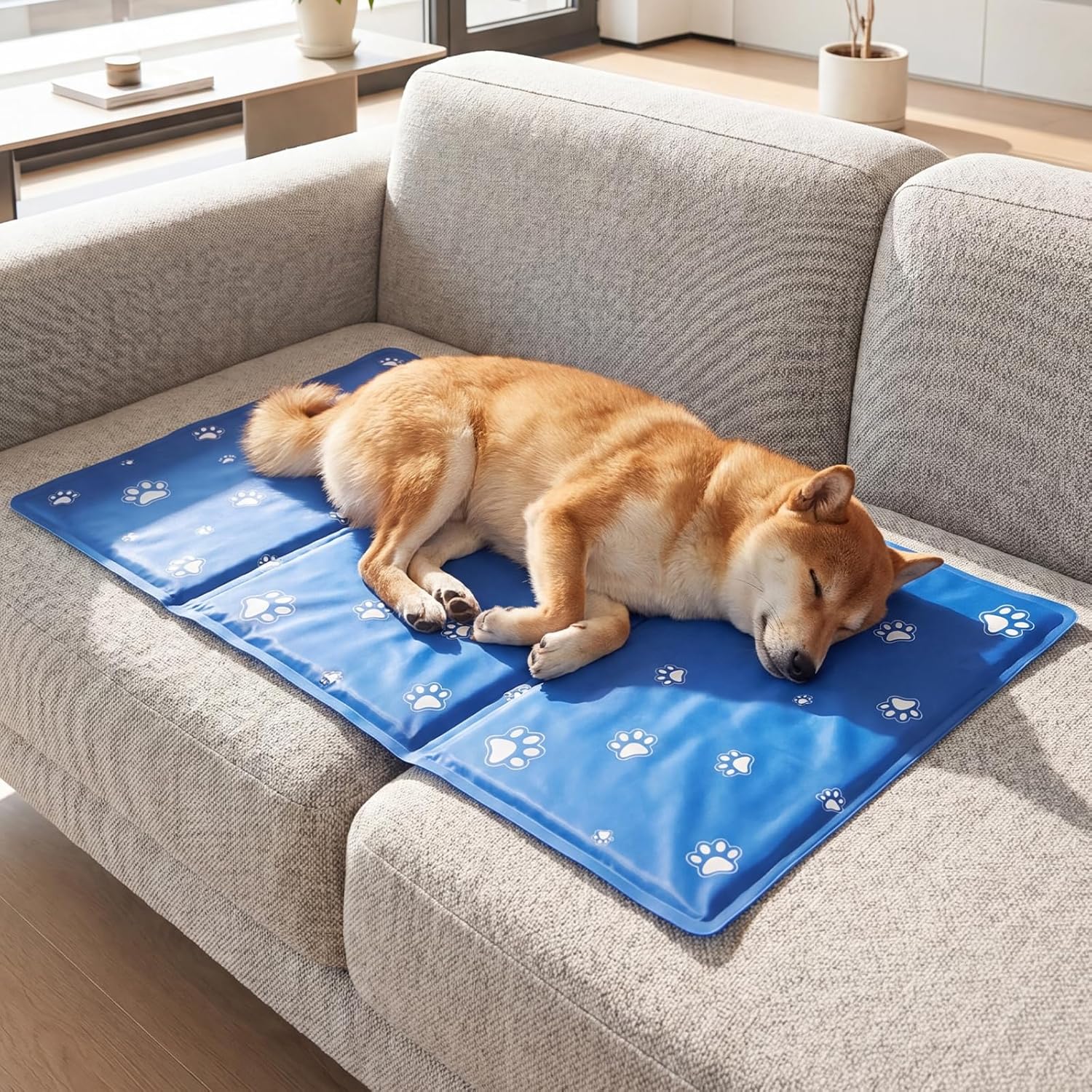 Thumbnail 6 de DMSELL 90x50 cm Large Dog Cooling Mat: Gel, Non-Toxic & Foldable for Big Pets