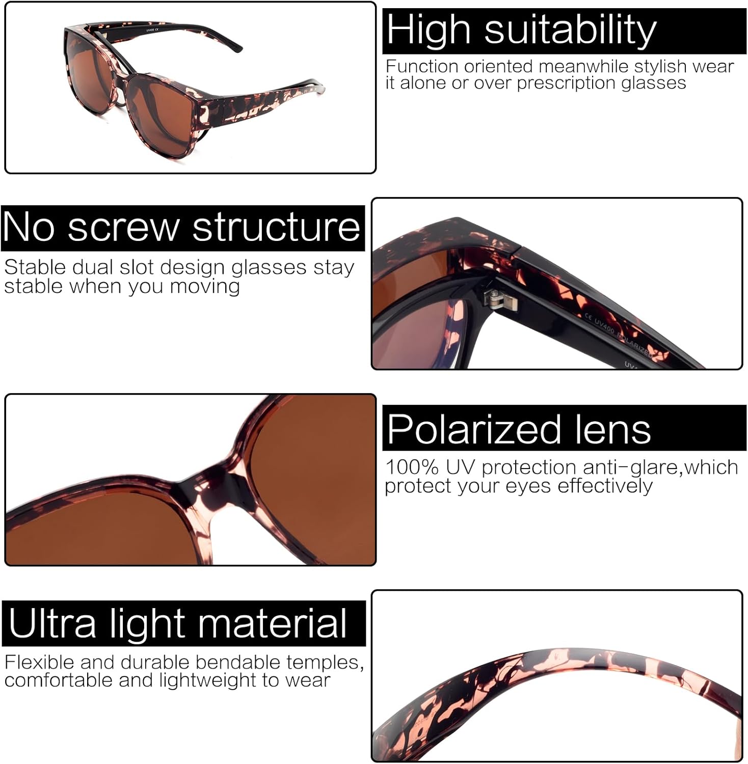 Thumbnail 5 de Face Shadow Überzieh-Sonnenbrille Polarisiert UV400 – Oversize Überbrille für Brillenträger, ultra leicht