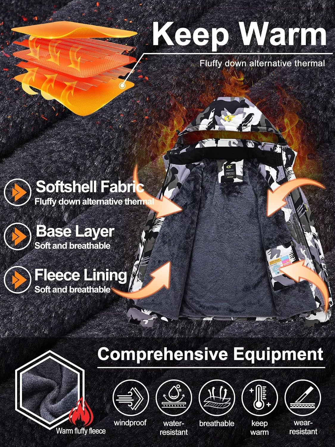 Thumbnail 4 de QPNGRP Mens Waterproof Ski Jacket