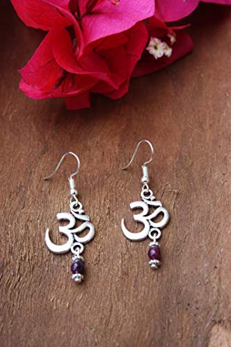 Thumbnail 7 de Simboliks OM Pendientes de protección Reiki con mineral amatista y símbolo Om boho chic