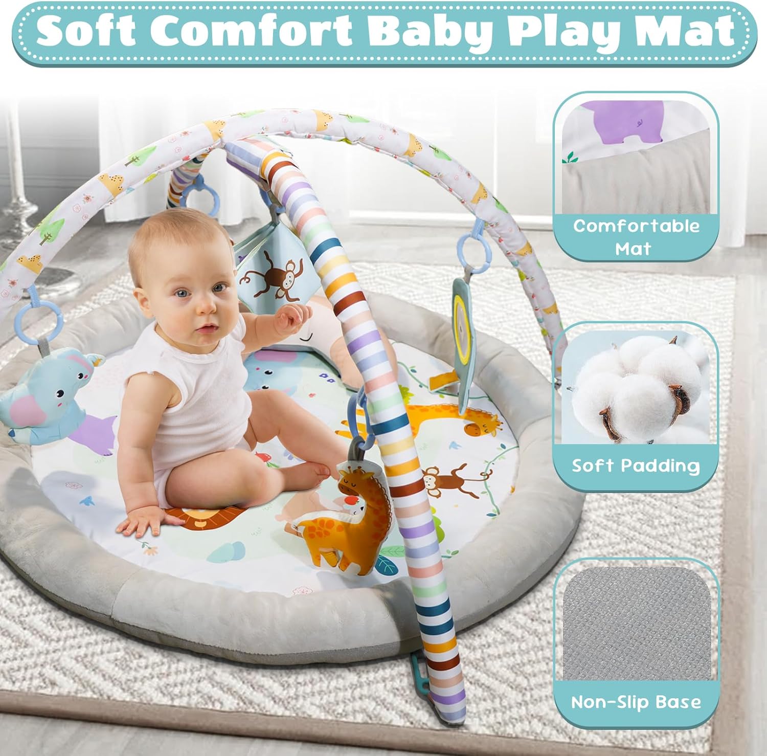 Thumbnail 3 de Plush Play Mat Baby Gym with 6 Toys