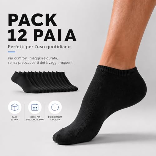 Detalle 2 de PS PROUTHS 12 Paia Calzini Corti Bassi Unisex Cotone Traspiranti