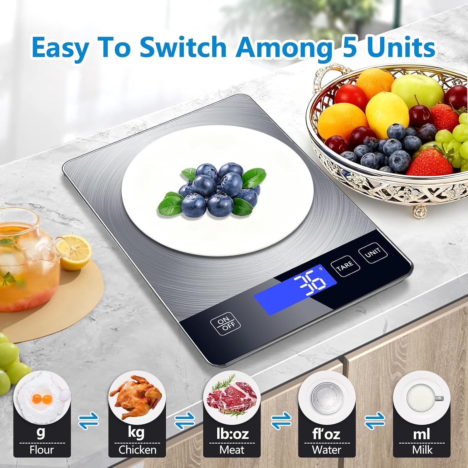 Thumbnail 2 de Digital Kitchen Scale, 33 lb Capacity