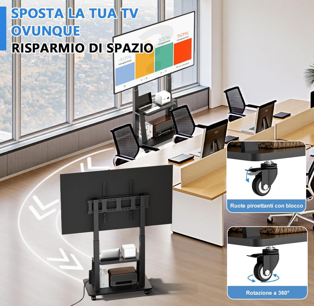 Thumbnail 3 de Carrello TV mobile suruoteper: supporto versatile per schermi da 42–100 pollici con VESA 200x200–900x600