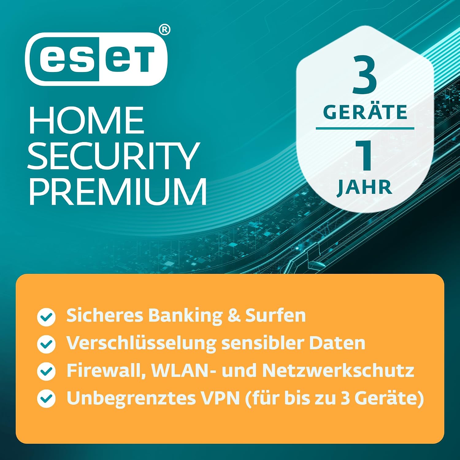 Detalle de ESET HOME Security Premium 2026 – 3 Geräte, 1 Jahr, VPN und Datenschutz