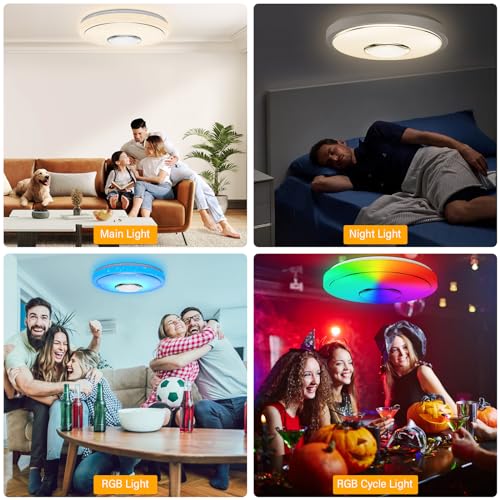 Thumbnail 7 de OGVDOE Lámpara de Techo LED Regulable 48W con Bluetooth, RGB y Altavoz — Plafón Ø30 cm