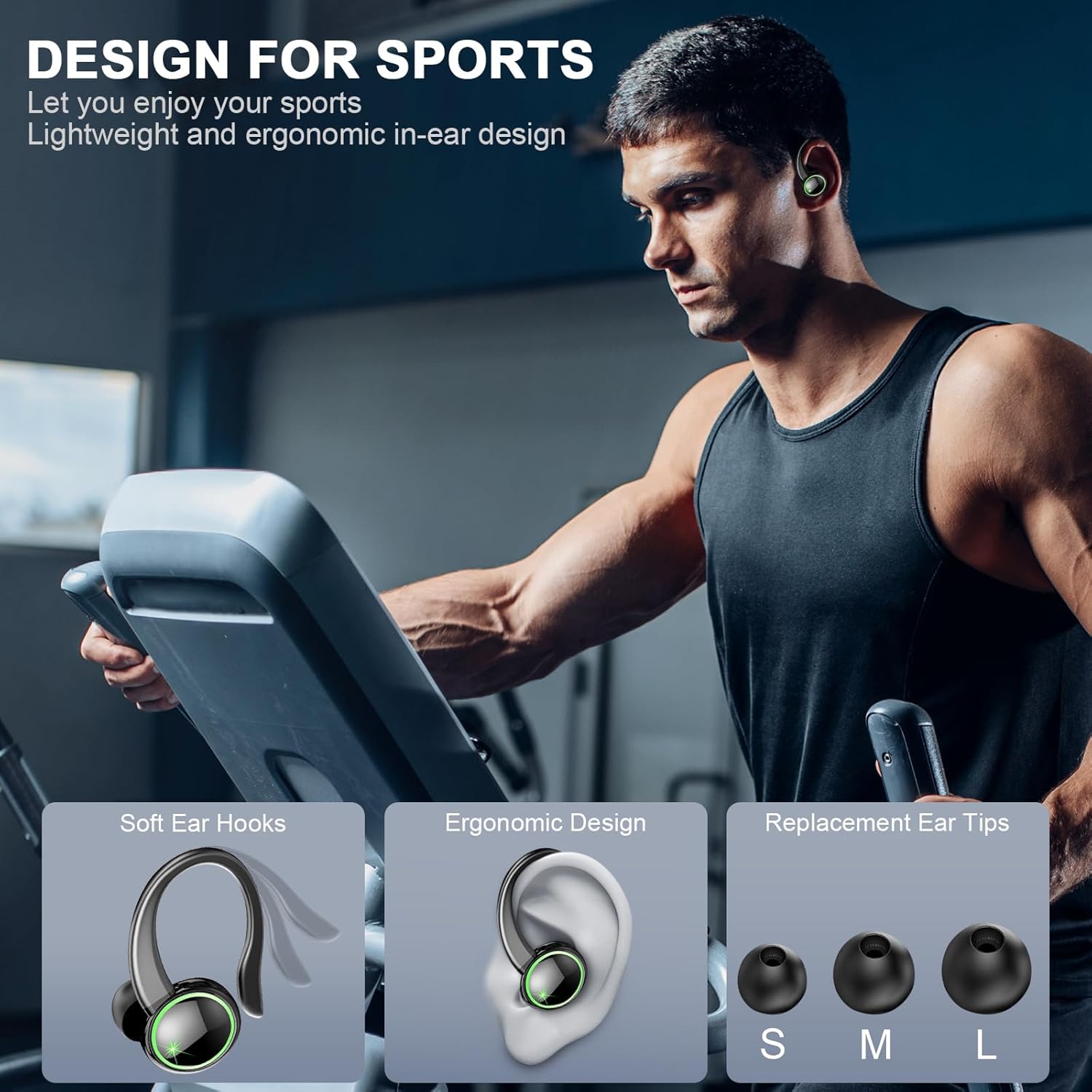 Detalle de 2026 Bluetooth Kopfhörer – kabellos, IP7-Wasserdicht, 56 Stunden Spielzeit