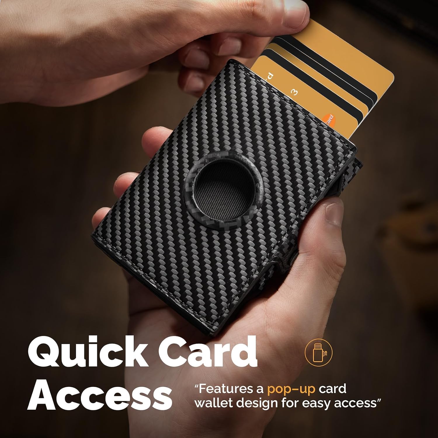 Thumbnail 6 de YESIIW Airtag mens wallet with RFID protection, coin pocket & money clip (carbon fibre)