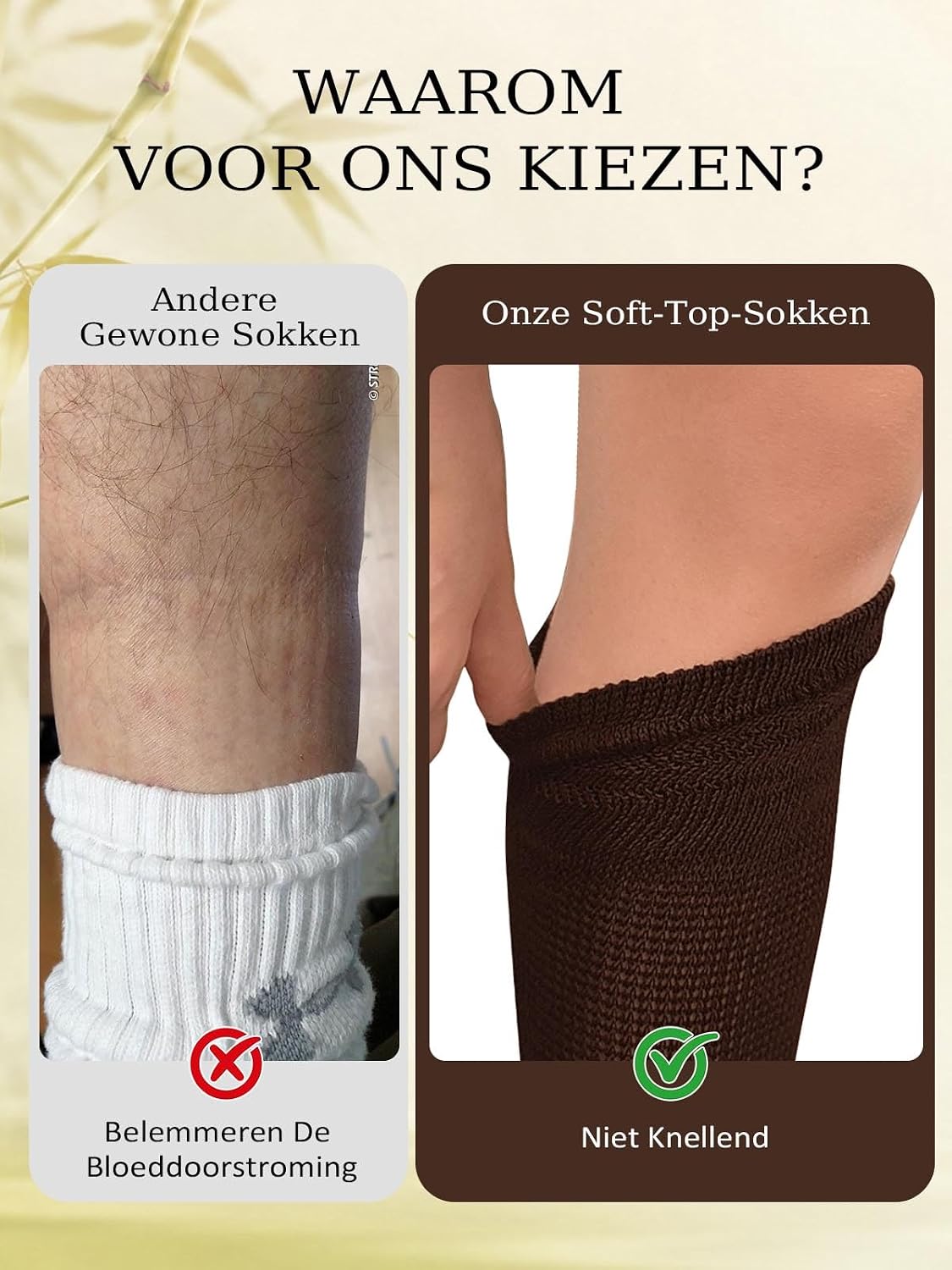 Detalle de ZFSOCK bamboesokken voor dames, lang en zonder elastiek, met naadloze teen