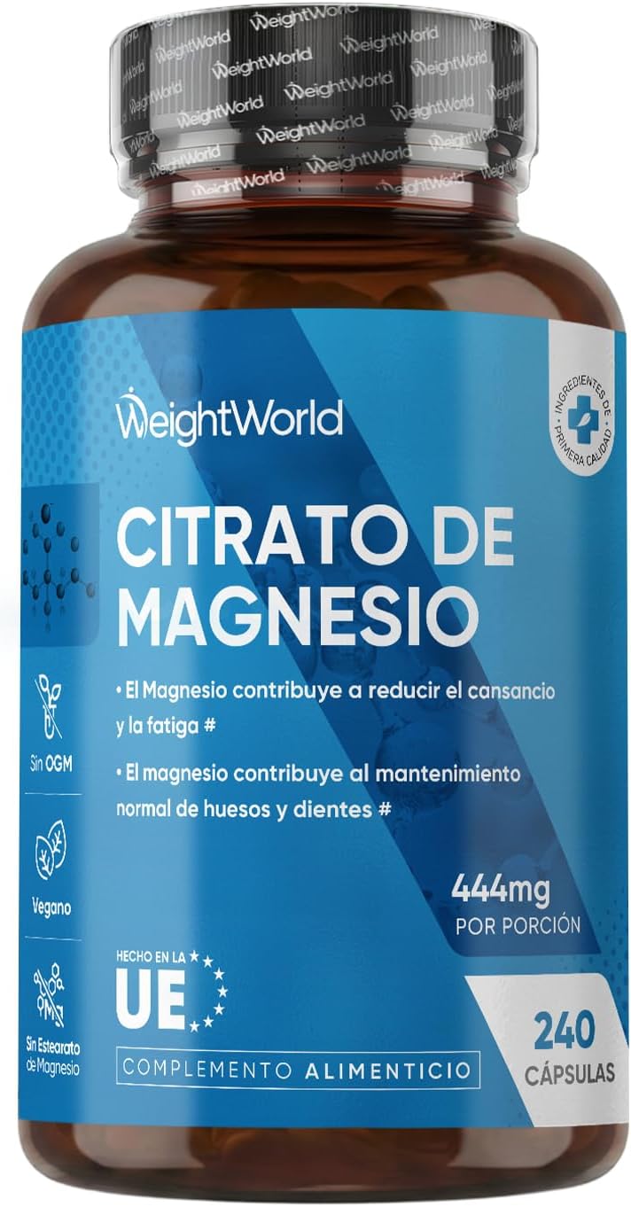 Detalle de Citrato de Magnesio 1480mg 240 Caps 🍃 - Vitalidad y Equilibrio
