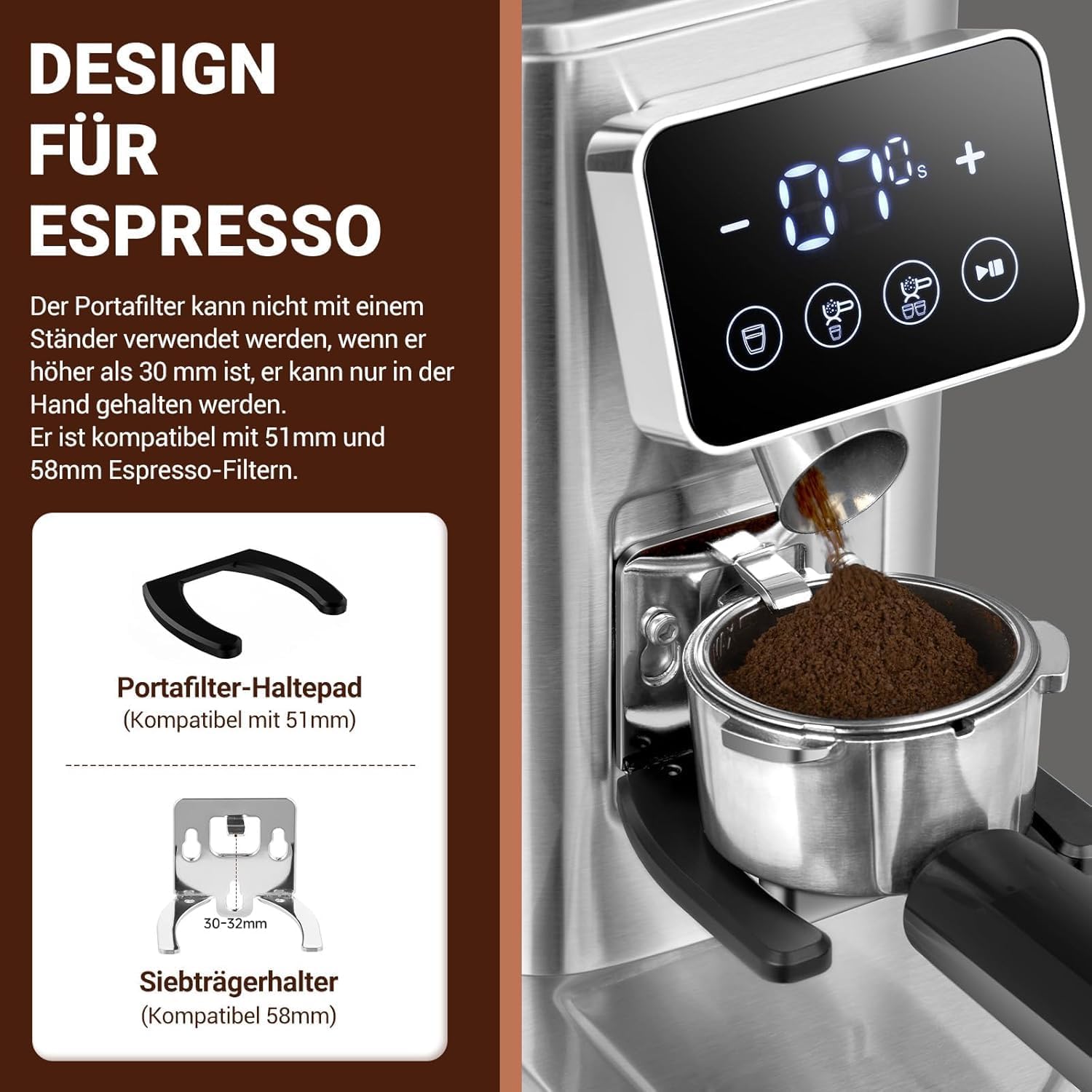 Detalle 2 de AMZCHEF Kaffeemühle elektrisch mit 48 Mahlgraden