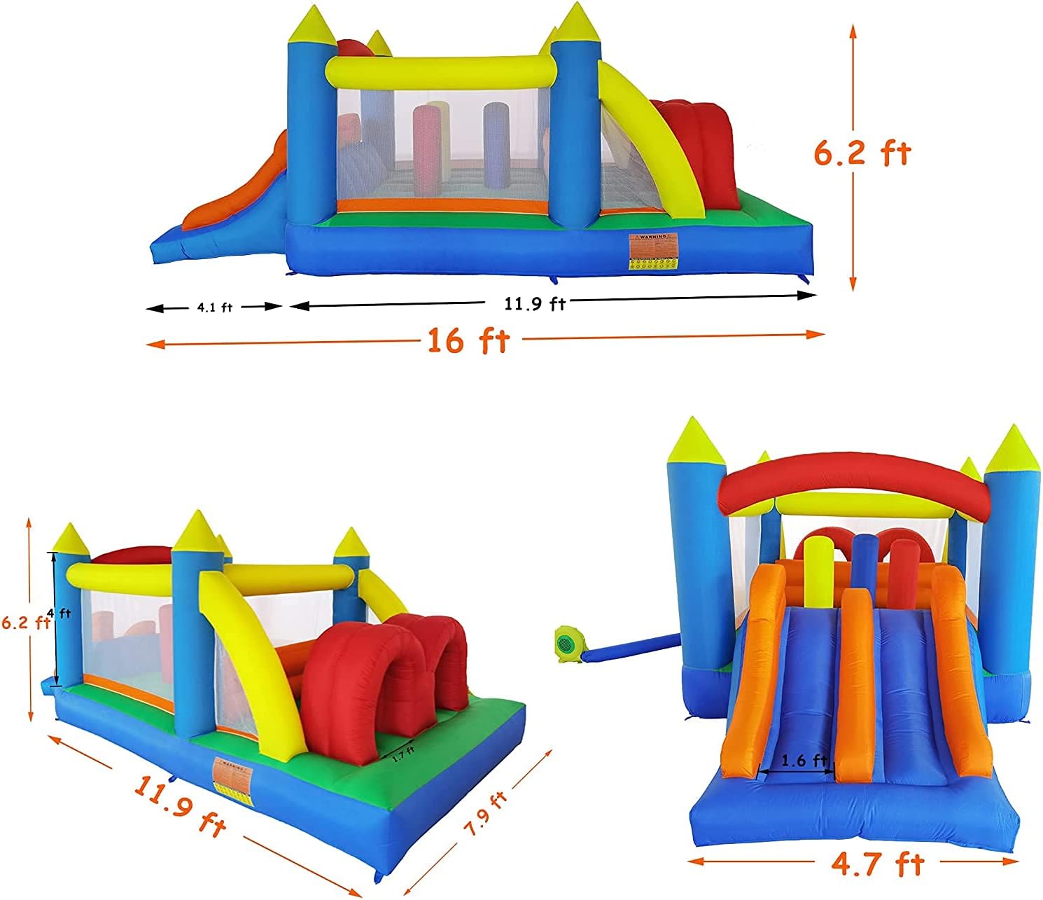 Thumbnail 5 de Ballsea Hüpfburg mit Gebläse – XXL Indoor/Outdoor für Kinder von 3–10 Jahren (488 x 240 x 190 cm)