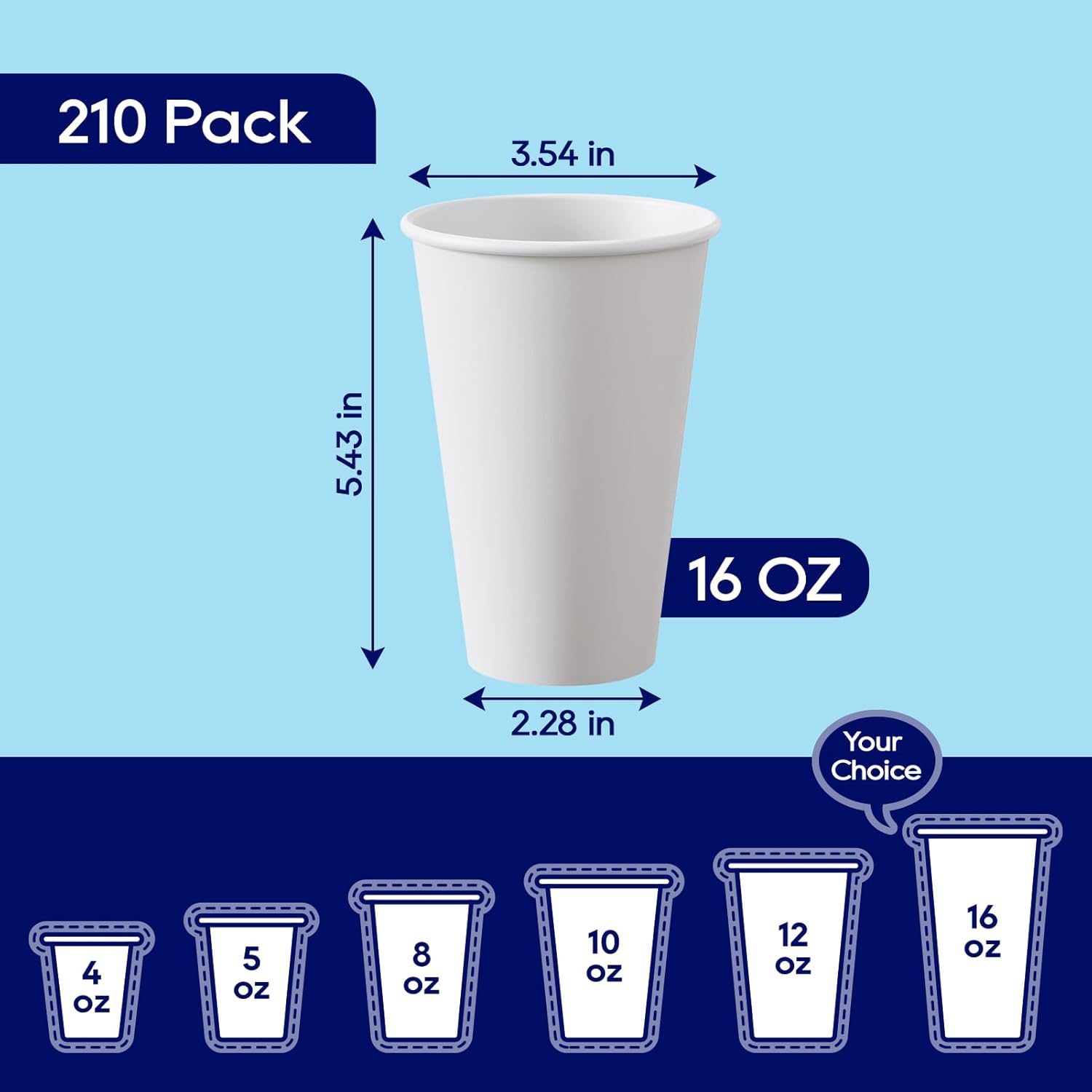 Thumbnail 1 de LITOPAK 210-Pack 16 oz Disposable Paper Coffee Cups (Hot/Cold) with Leak-Resistant Lining