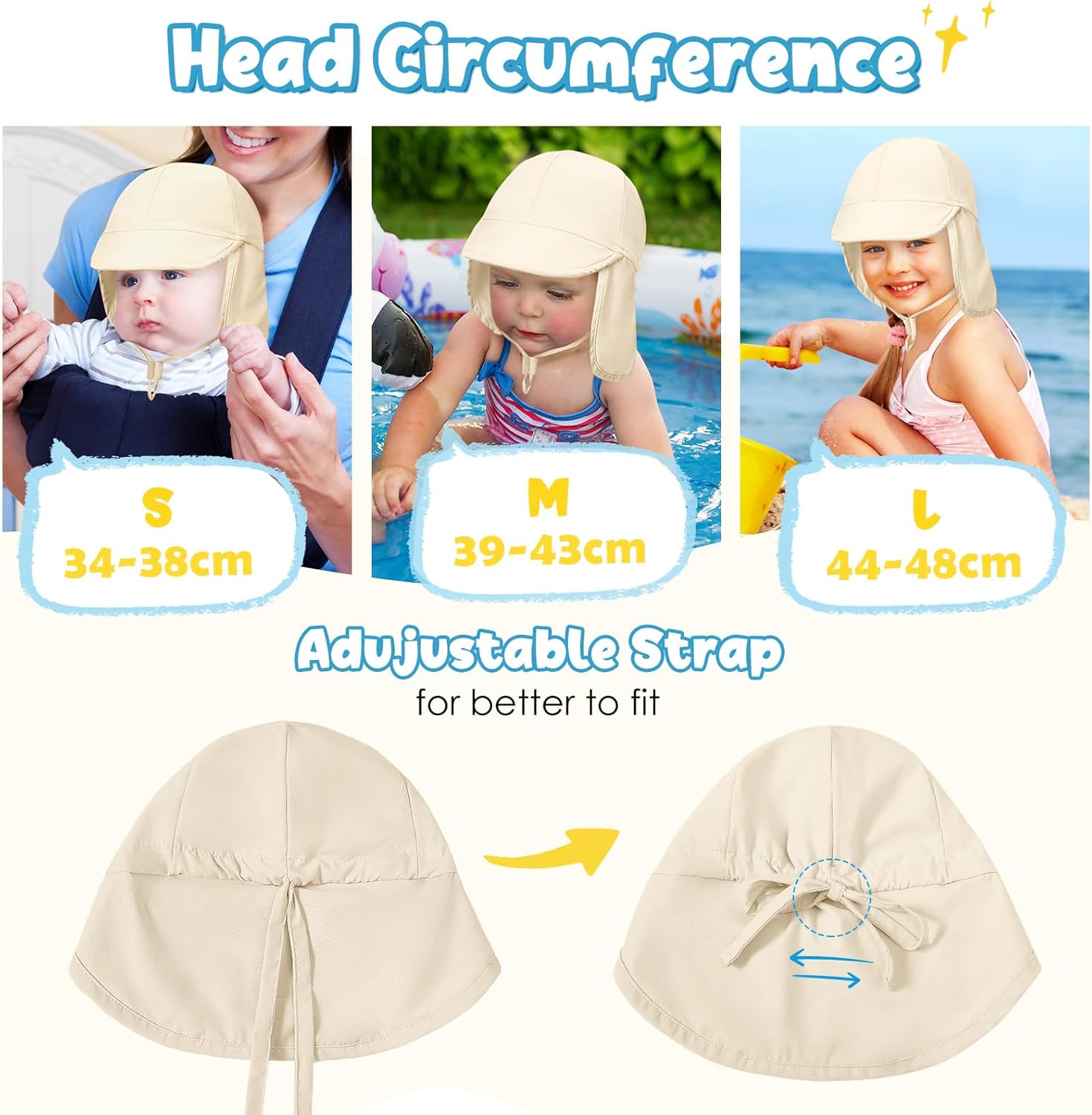 Thumbnail 5 de heekpek Cappello da Sole per Neonato Estivo UPF 50+ con protezione collo e cinturino regolabile