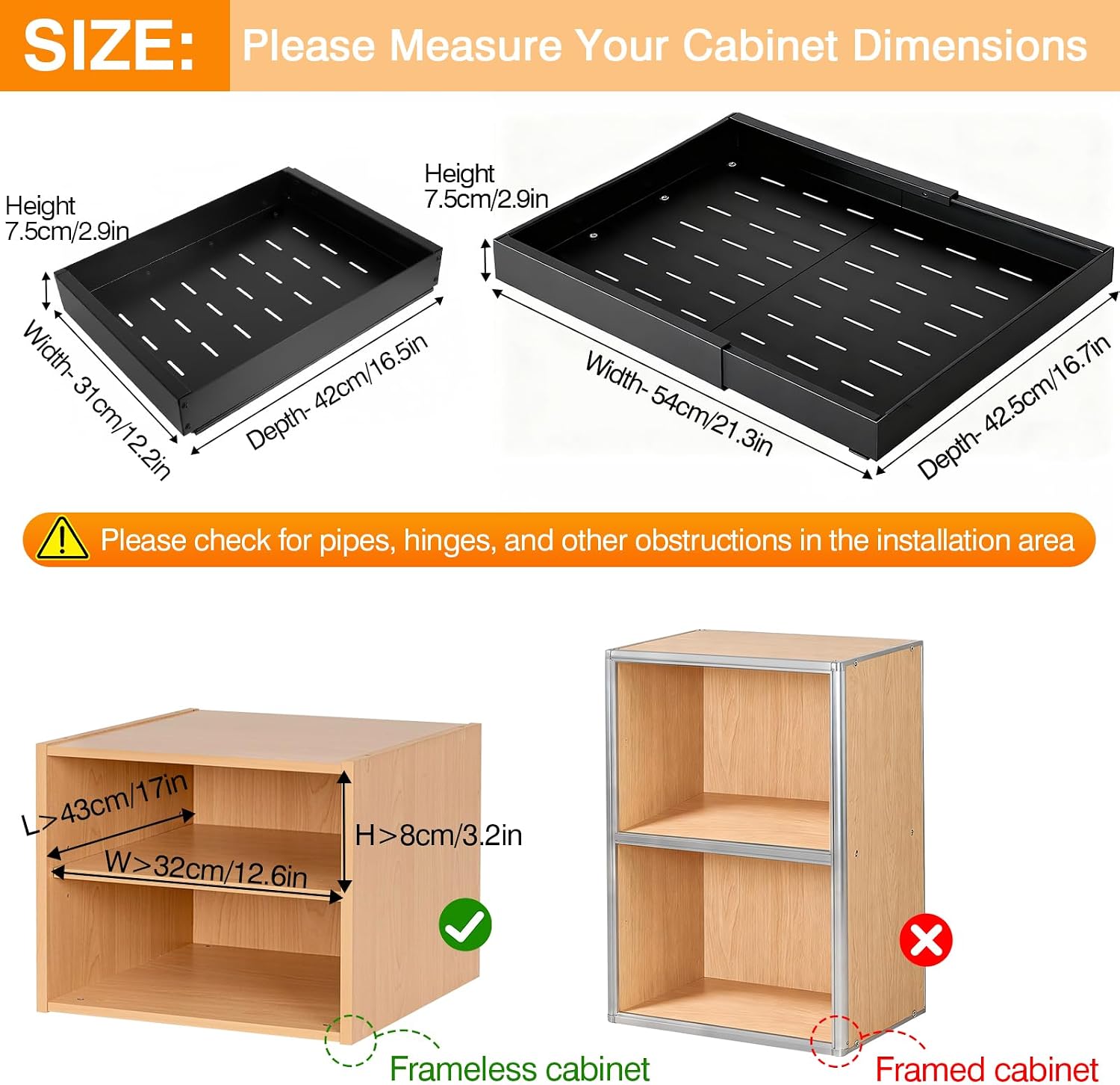 Detalle de fufeisi QSTDR010 2-Pack Pull-Out Cabinet Organizers, Expandable Width
