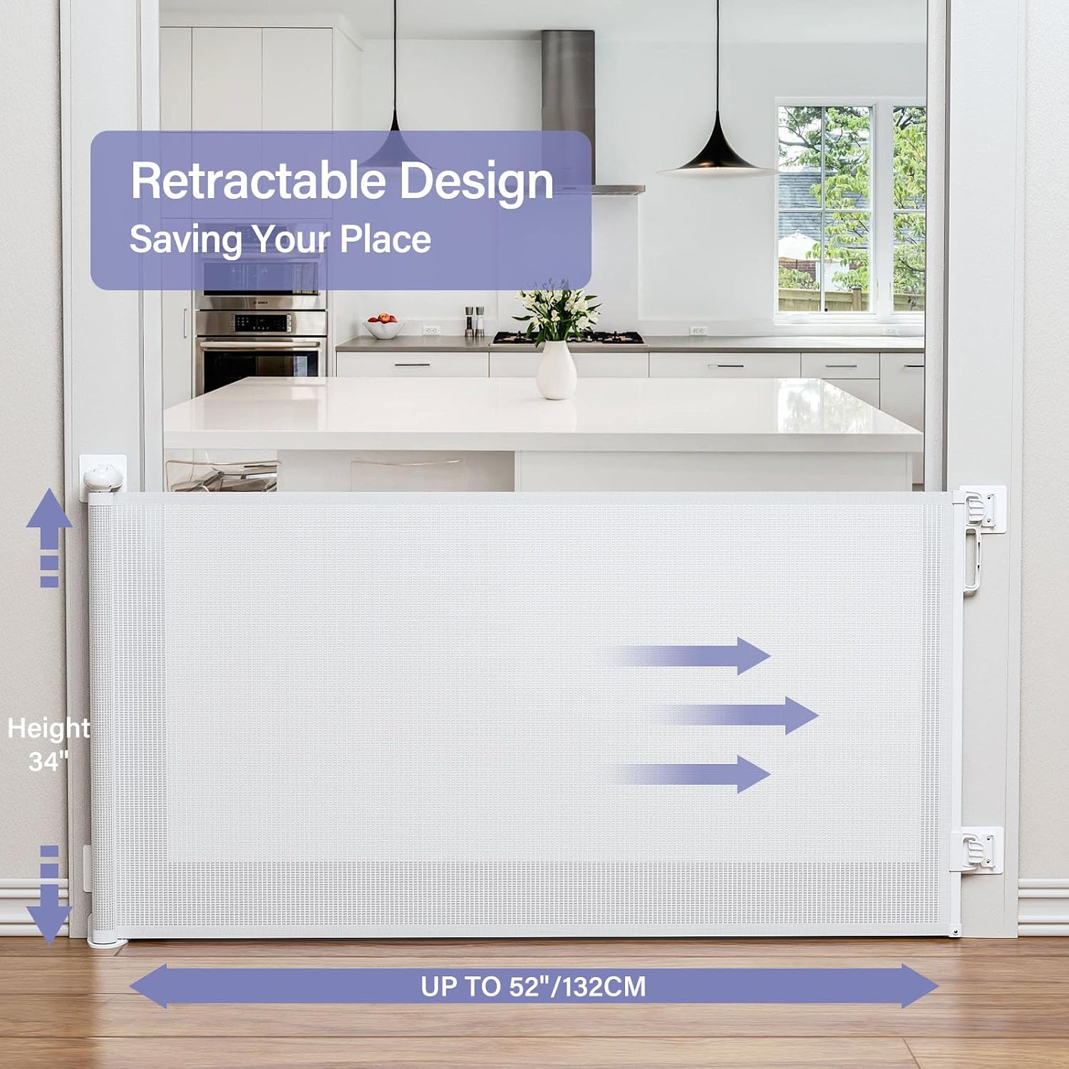 Detalle de PRObebi SG023 Retractable Baby Gate, 52-Inch Width, 34-Inch Height