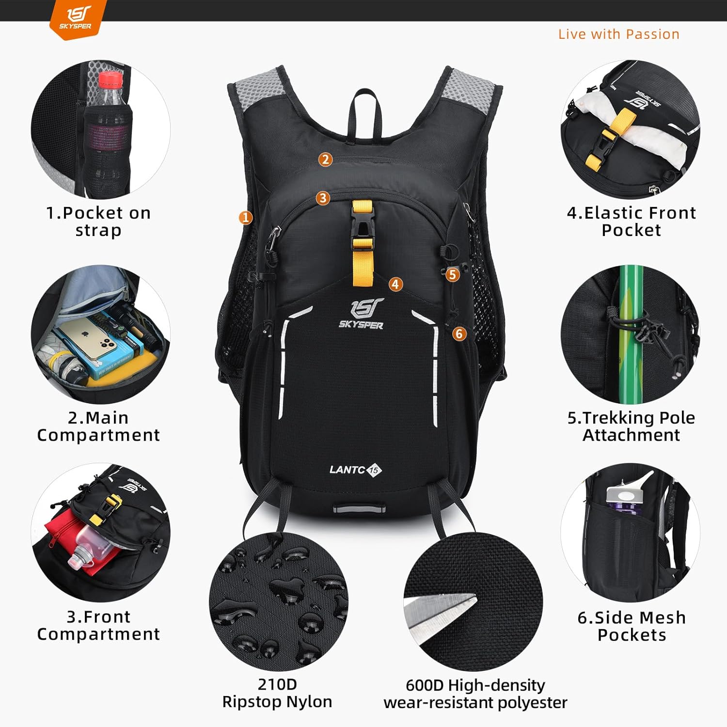 Thumbnail 1 de SKYSPER Wanderrucksack 15L – leichter Tagesrucksack für Herren zum Wandern, Tagesausflüge & Reisen